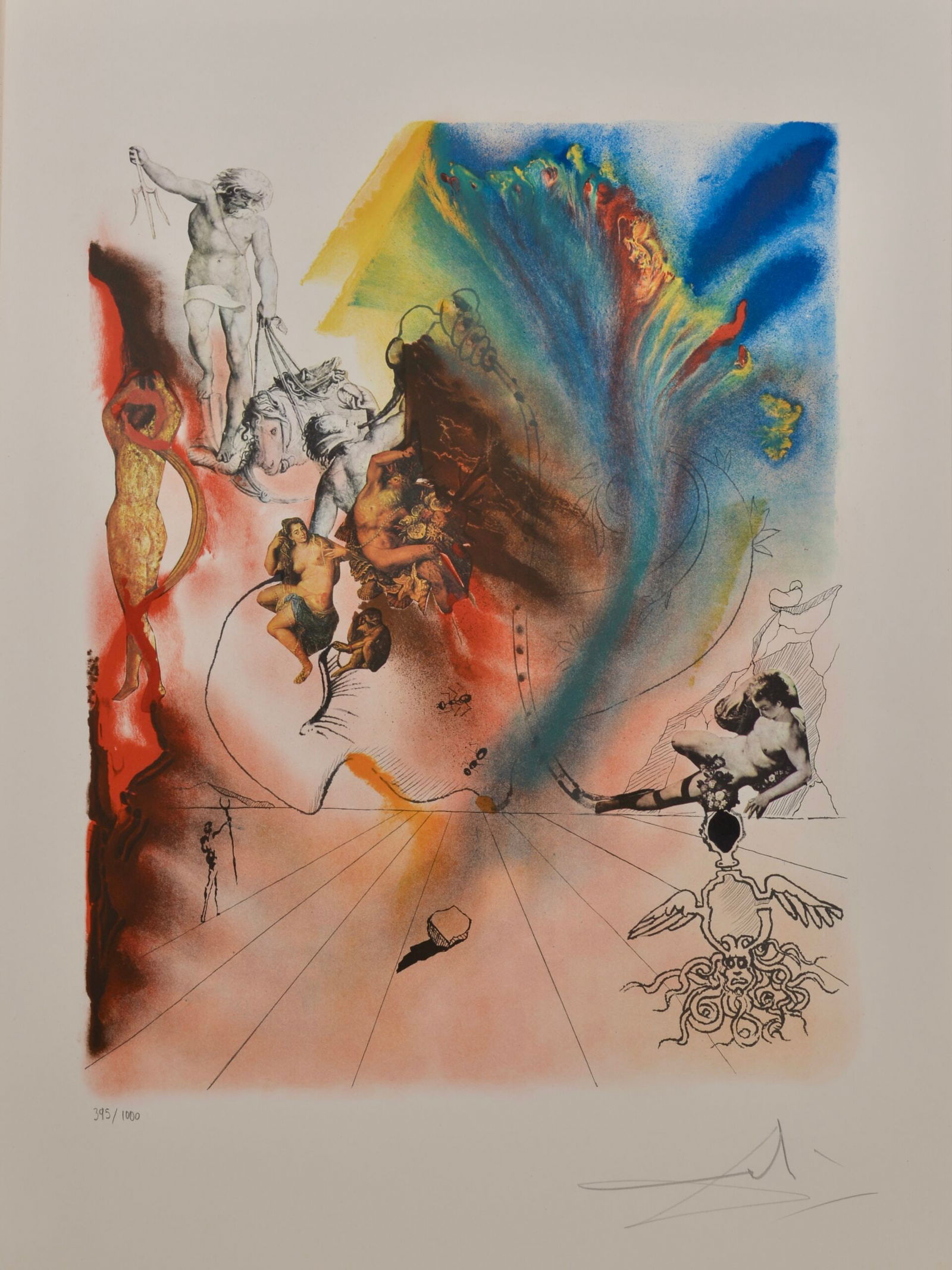 Salvador Dali - Four Dreams of Paradise suite, 1973 - Hand-signed: Salvador Dali (1904-1989)Four Dreams of Paradise suite, 1973Suite of four color lithographs on Arches paper :- Romantic : Numbered in pencil 395/1000 lower left, hand-signed in pencil lower rightRefer