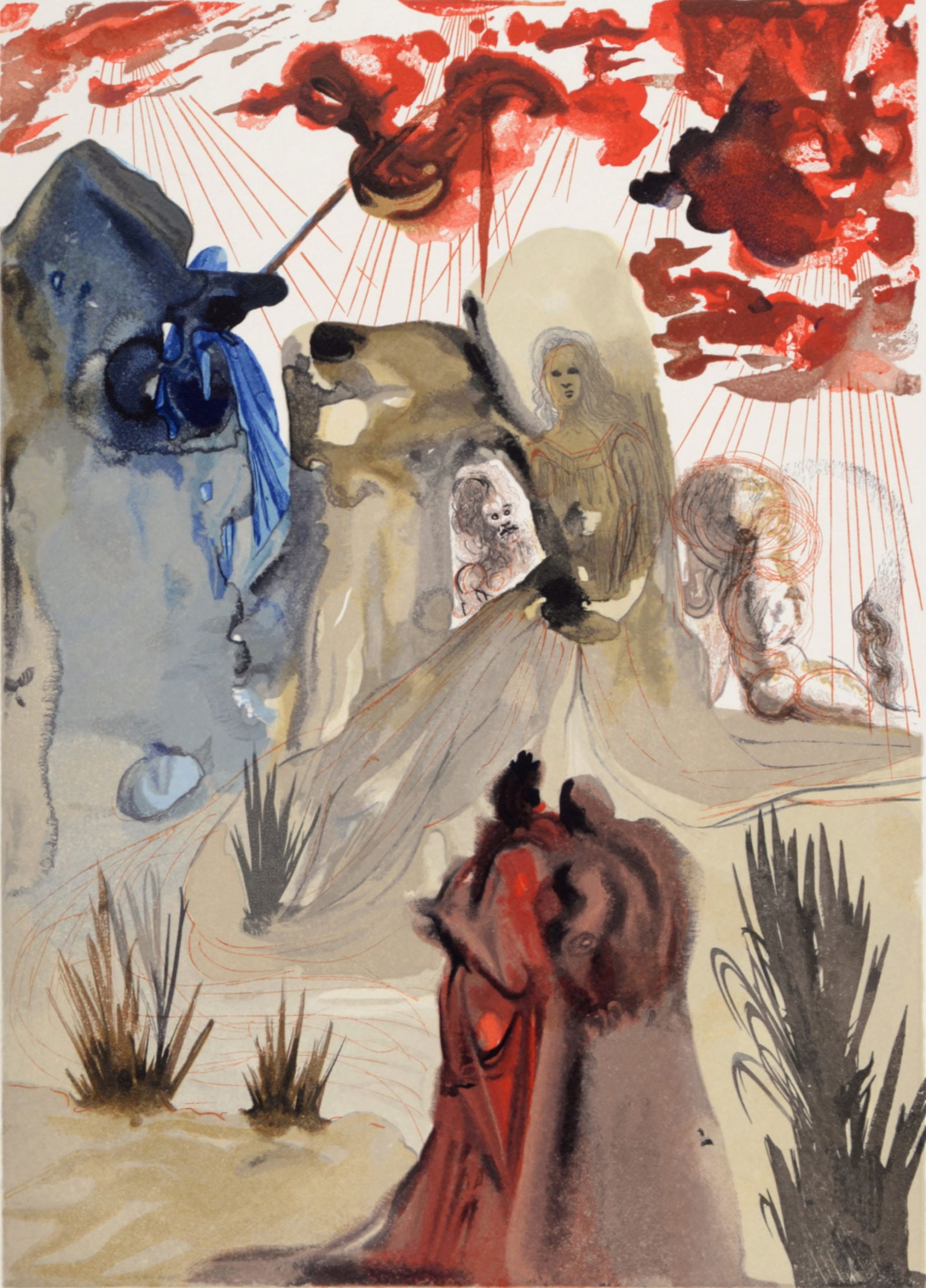 Salvador Dali - La Divine foret, 1963: Salvador Dali (1904-1989)La Divine foret, 1963 Woodcut print on BFK Rives paper.A beautiful print by Salvador Dali!Dimensions:+Size of the sheet: 33 x 26,5 cm / 12,9 x 10,4 in.Issued from the French e