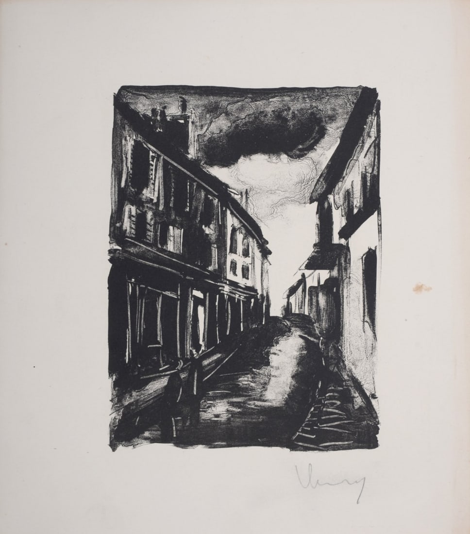 Maurice De Vlaminck : Les Hommes Abandonnes, 1927: Maurice De Vlaminck (1876-1958)Les Hommes Abandonnes, 1927Lithograph in black and white on velin paper.Hand-signed lower rightNot numberedDimensions :+ Size of the sheet : 28,5 x 25 cm / 11,2 × 9,8 i