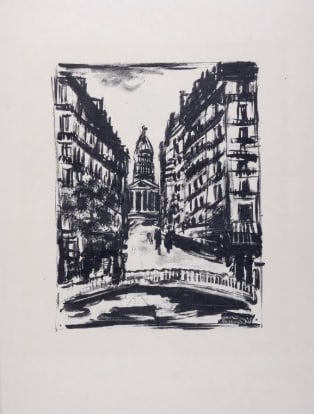 Maurice DE VLAMINCK (1876-1958) : Rue Soufflot, 1927: Maurice DE VLAMINCK (1876-1958)Rue Soufflot, 1927Original lithograph.Dimensions:+ Size of the sheet : 32.1 x 24.5 cm / 9.6 x 12.6 in.+ Size of the image : 19.7 x 15 cm / 7.7 x 5.9 in.Edition of 225Fro