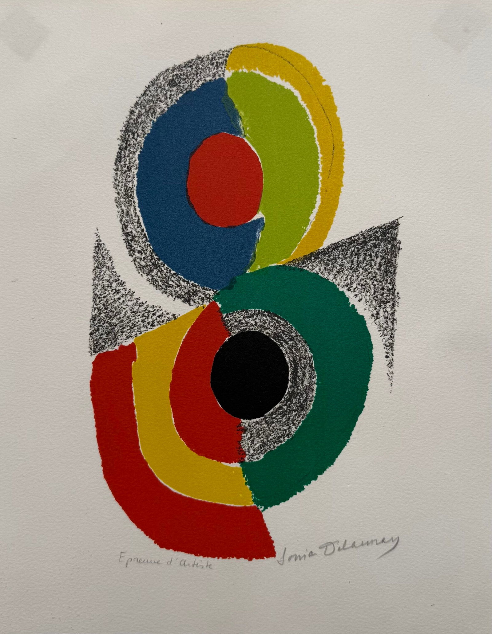 Sonia Delaunay - Rythme couleur, 1971 - Hand Signed: Sonia Delaunay (1885-1979)Rythme couleur, 1971Original lithograph on Rives paper.Hand signed and Numbered "epreuve d'artiste", outside the edition of 150.Dimensions :+ Size of the sheet : 31 x 24,5 cm