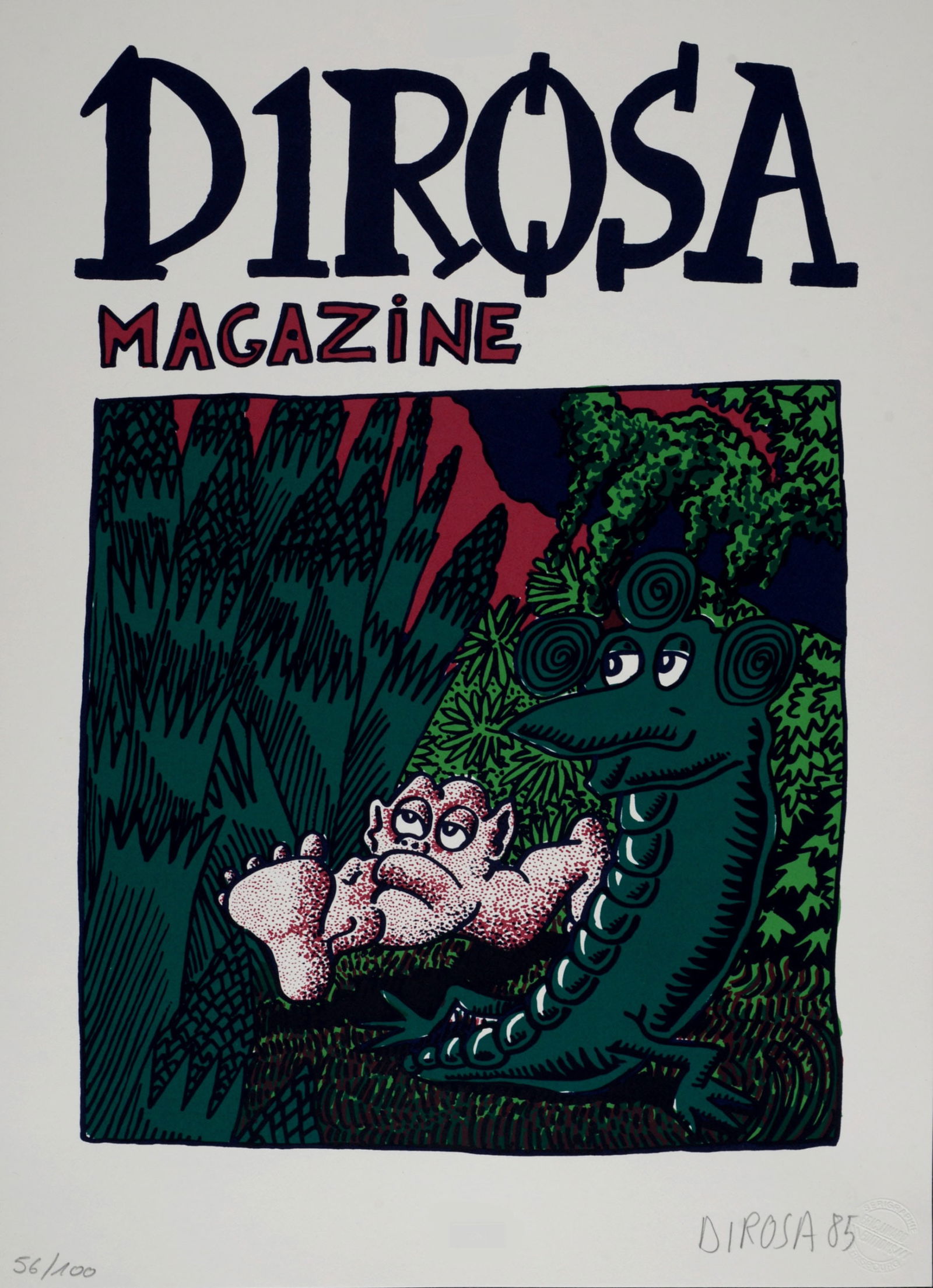 Herve Di Rosa - Figure et animal, 1985 - Hand-signed!: Herve Di Rosa (1959)Figure et animal, 1985Silkscreen on paperHand-signed and dated on the bottom right corner.Numbered 56/100 on the bottom left corner.With blind-stamp of the publisher "Eric Linard,