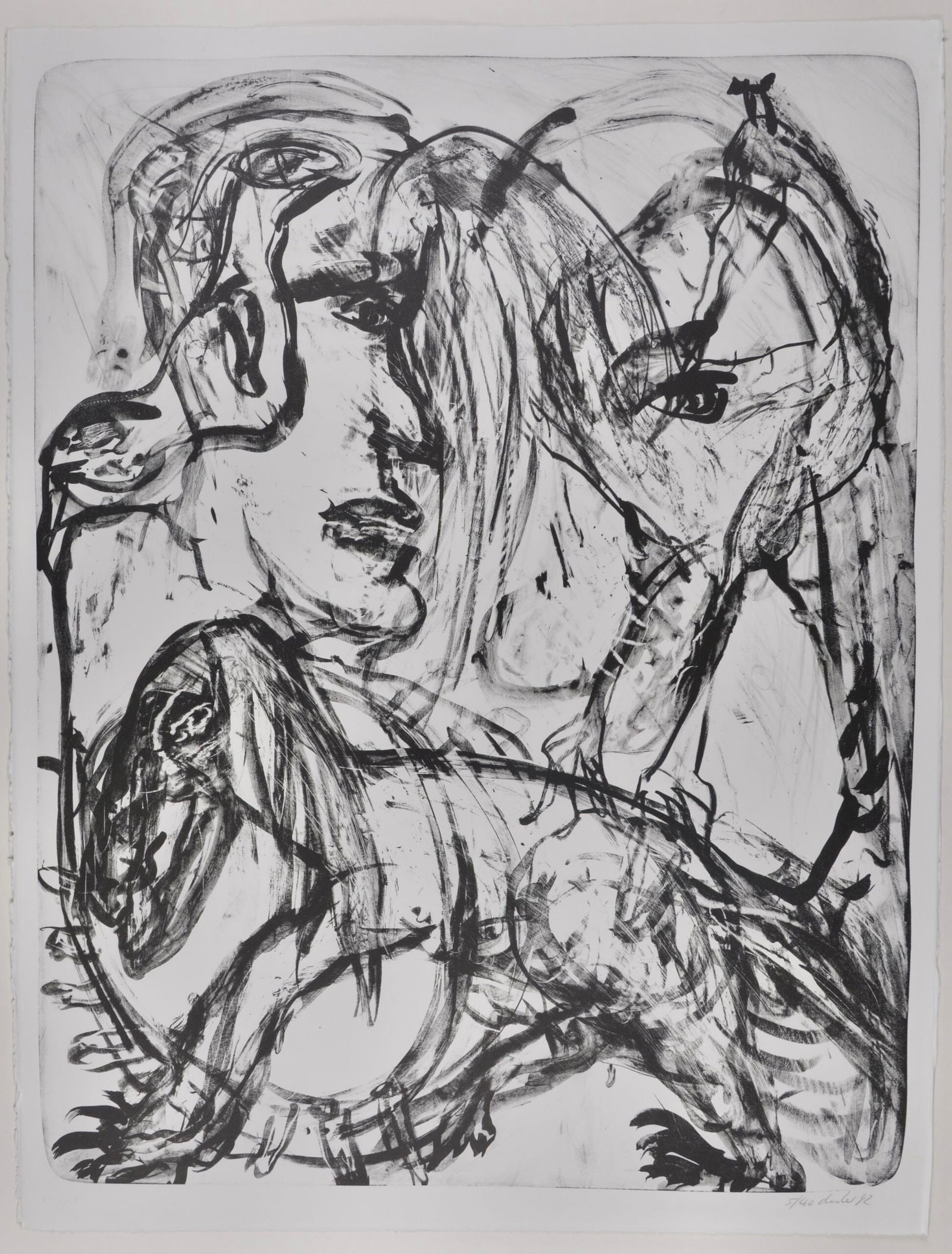 Martin Disler : Sans Titre, 1992: Martin Disler (1949-1996)Sans Titre, 1992Lithograph on BFK RivesFrom the hand signed edition of 40Hand signed and Numbered 5/40.Dimensions:Sheet size : 74.5 × 53.3 cm / 29.33 × 20.98 inImage size :