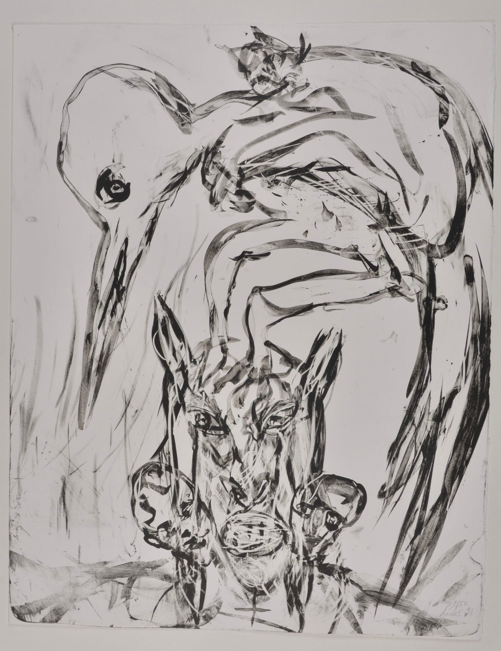 Martin Disler : Sans Titre, 1991: Martin Disler (1949-1996)Sans Titre, 1991Lithograph on BFK RivesFrom the hand signed edition of 50Hand signed and Numbered 21/50.Dimensions:Sheet size : 64 × 50 cm / 25.20 × 19.69 inRef : Mason 21