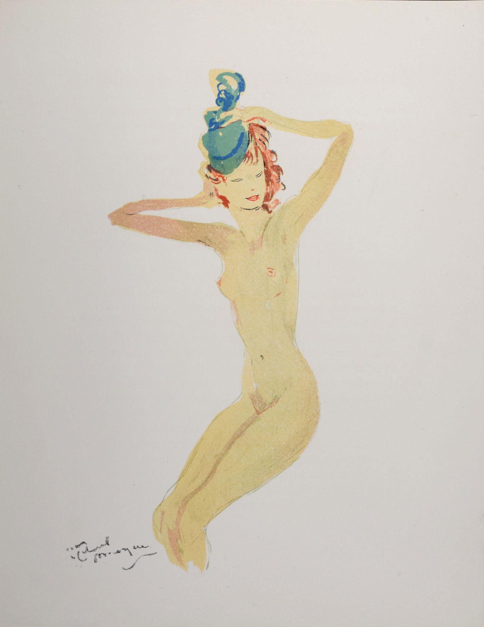 Jean-Gabriel Domergue - La Parisienne : Elvire, 1956: Jean-Gabriel Domergue (1889 - 1962)La Parisienne : Elvire, 1956Lithograph in colors on velin Pur Fil du Marais.Signed on the plate lower left margin.Dimensions :+ Size of the sheet : 41 x 32.5 cm / 16