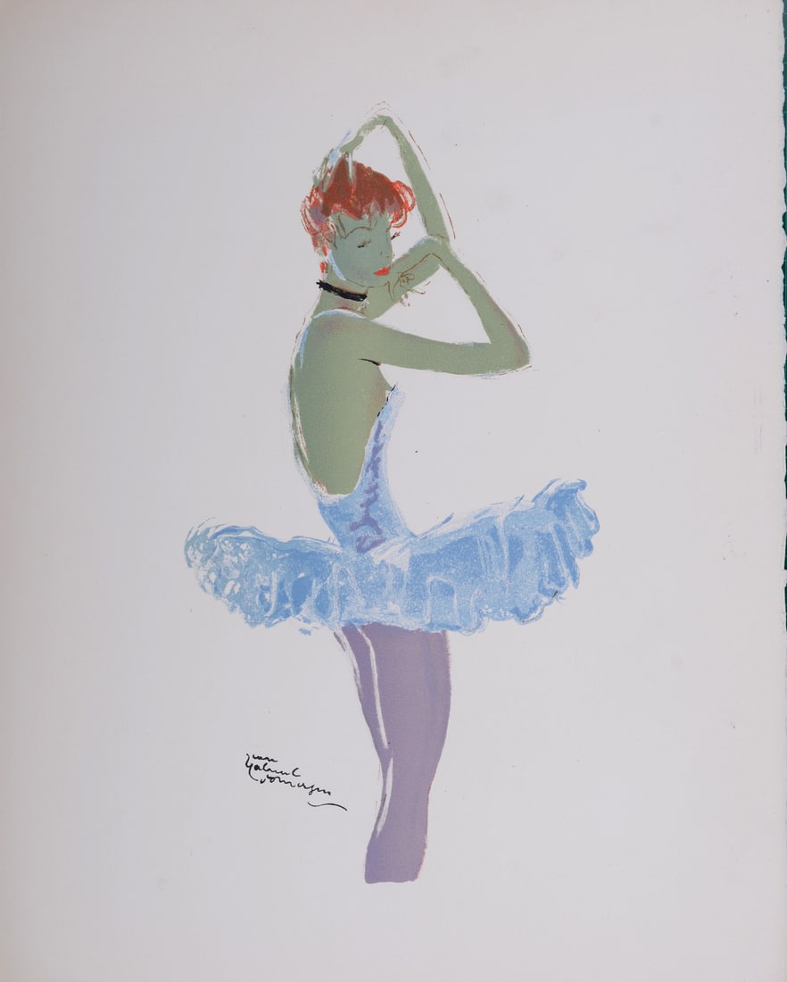 Jean-Gabriel Domergue : La Parisienne : La Ballerine, 1956: Jean-Gabriel Domergue (1889 - 1962)La Parisienne : La Ballerine, 1956Lithograph in colors on velin Pur Fil du Marais.Signed on the plate lower left margin.Dimensions :+ Size of the sheet : 41 x 32 cm