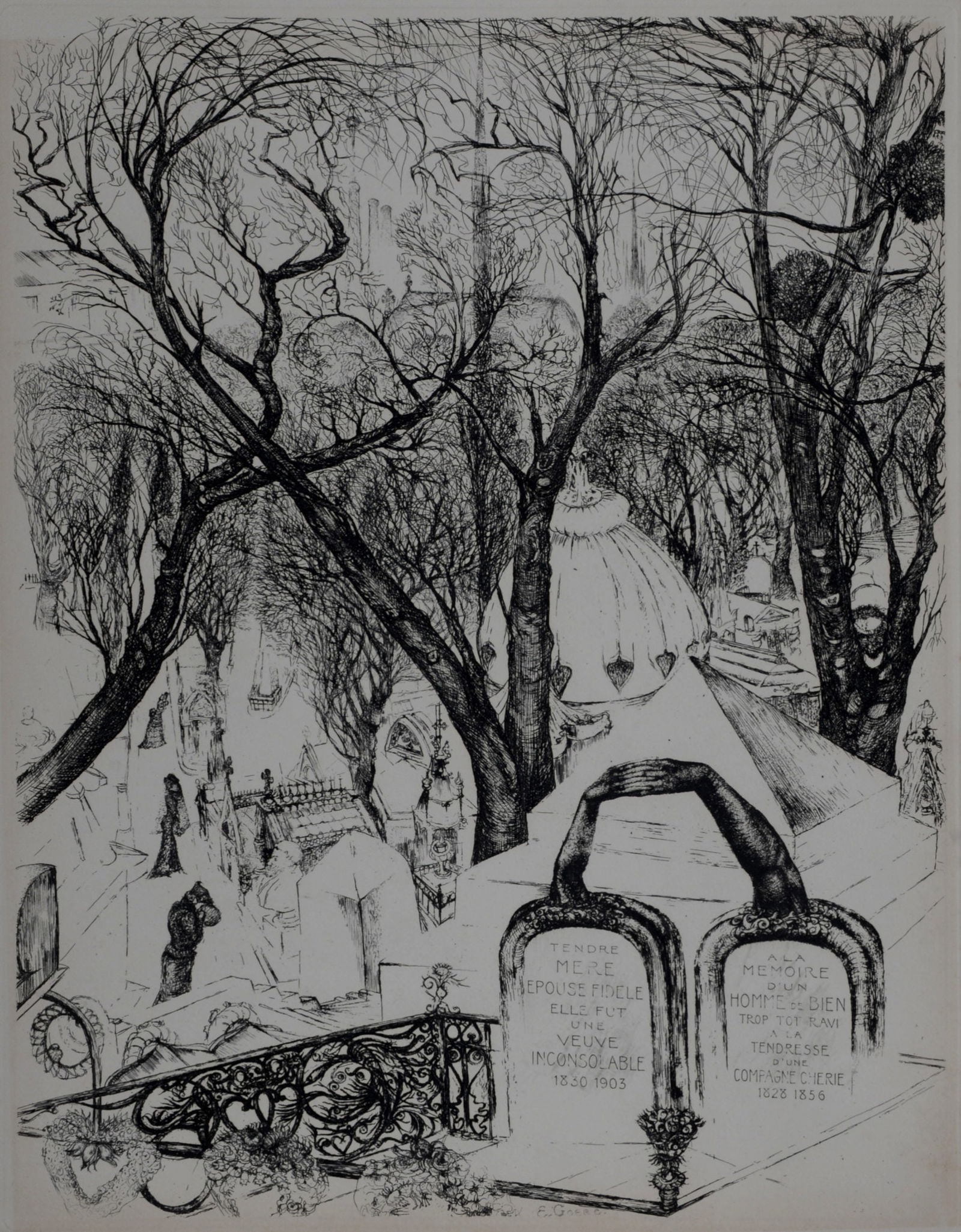 Edouard Goerg - Paris 1937 : Le Pere-Lachaise, 1937: Edouard Goerg (1893-1969)Paris 1937 : Le Pere-Lachaise, 1937Etching on Velin paper.Plate-signed on bottom of the sheet.Dimensions:+ Size of the sheet: 35 x 27 cm / 13.7 x 10.6 in.From a limited editio