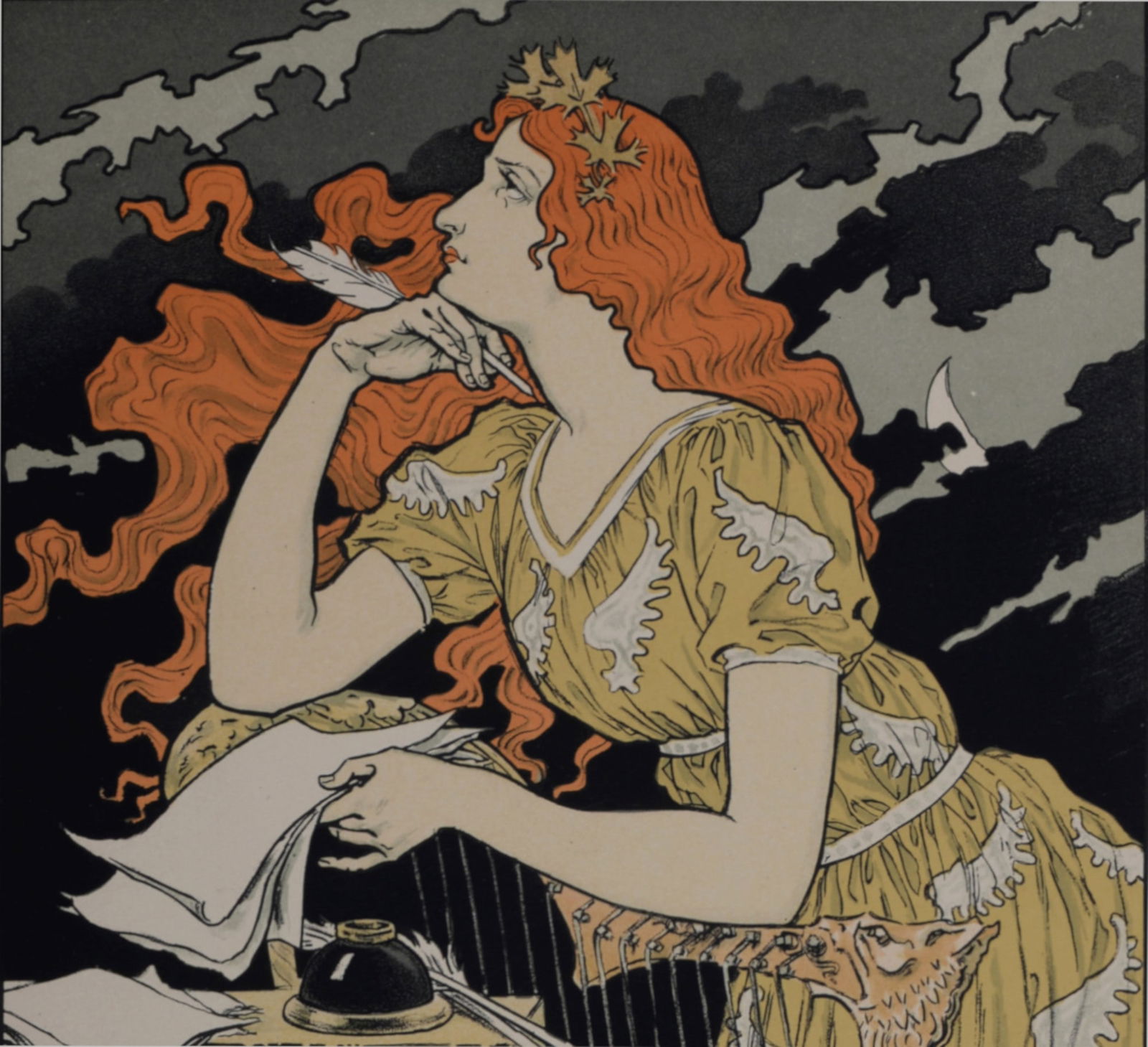 Eugene Grasset - Les Maitres de l'Affiche : Encre L. Marquet, 1899: Eugene Grasset (1845-1917)Encre L. Marquet, 1899Lithograph on wove paper.Les Maitres de l'Affiche : Plate #158.Signed on the plate lower right margin.Dimensions :+ Size of the sheet : 40 x 29 cm / 17,