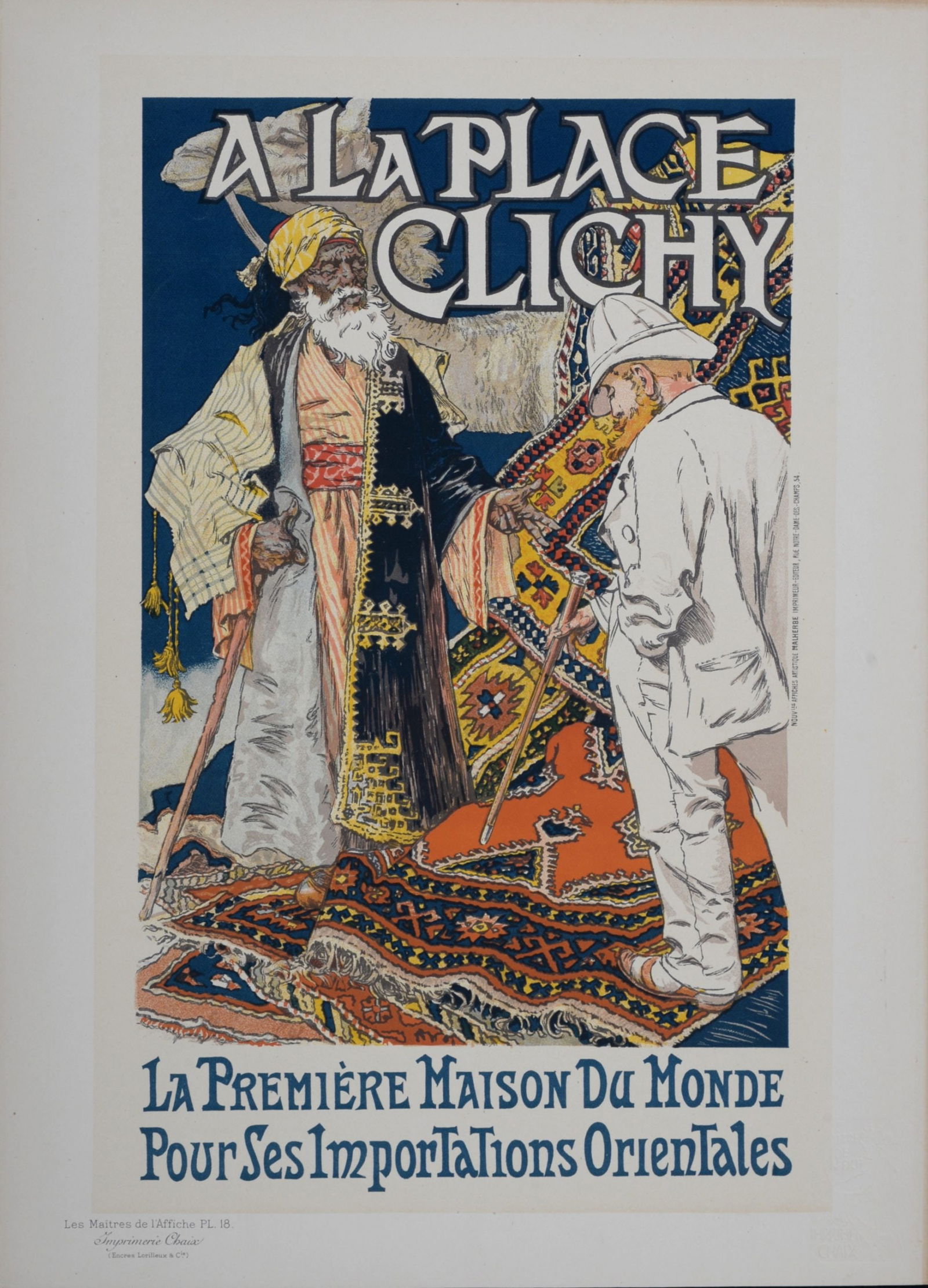 Eugene Grasset - Les Maitres de l'Affiche, A la Place Clichy, 1896: Eugene Grasset (1841-1917)A la Place Clichy, 1896Les Maitres de L’Affiche : PL. 18Lithograph on wove paper.Signed on the plate lower right margin.Dimensions :+ Size of the sheet : 39,4 x 28,7 cm / 1
