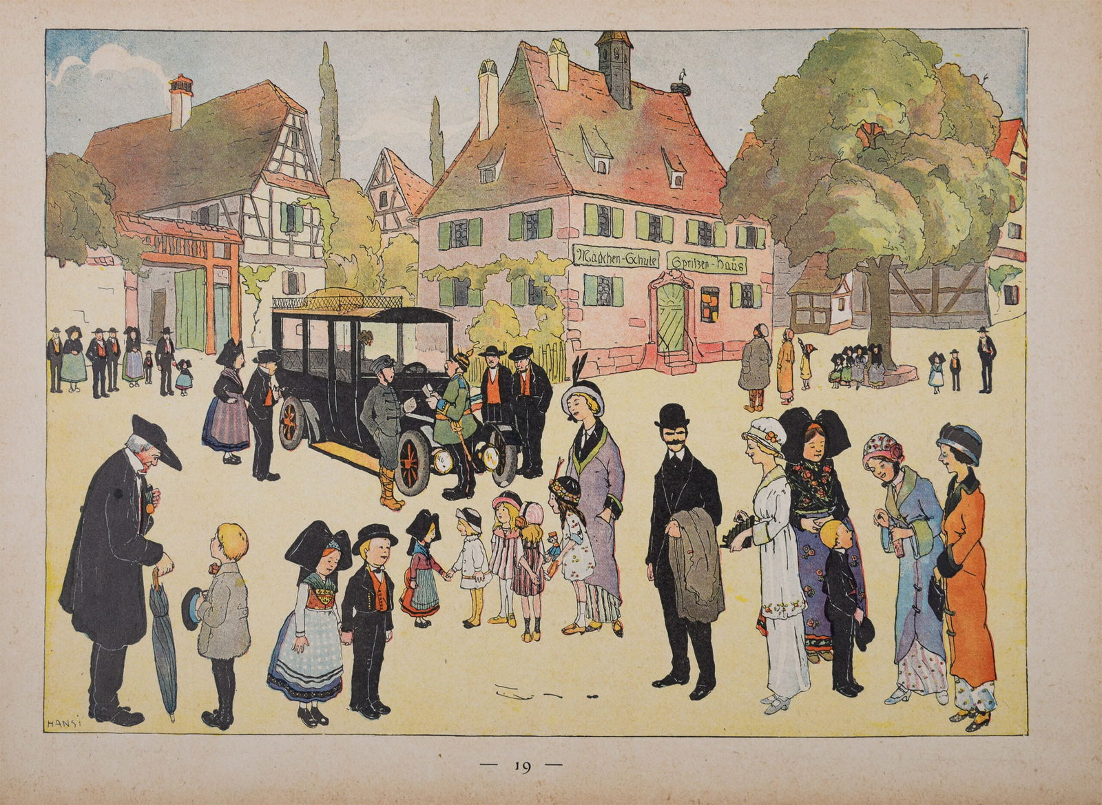 Jean-Jacques Waltz alias Hansi : Les touristes francais, 1913 - Plate-Signed: Jean-Jacques Waltz alias Hansi (1873-1951)Les touristes francais, 1913Original chromo-lithograph in colors on wove paper.Plate-signed.Dimensions :+ Size of the sheet : 23,5 x 32 cm / 9,2 x 12,6 in.Fro