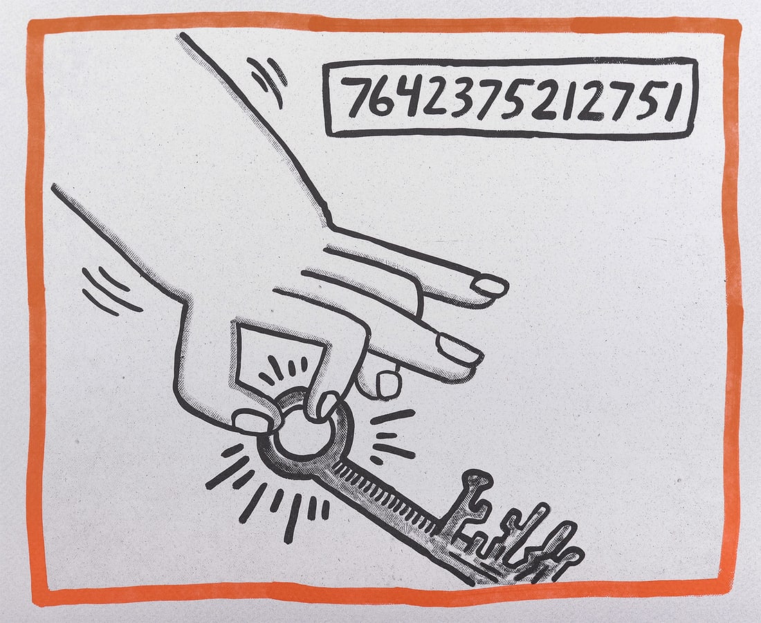 Keith Haring - Against all Odds, 1990: Keith Haring (1958-1990)Against all Odds, 1990Original lithograph on acid-free Rivoli paper.The edition consists of 2500 hardcover copies.Dimensions:+ Size of the sheet: 21,7 x 26,2 cm / 8,5 x 10,3 in