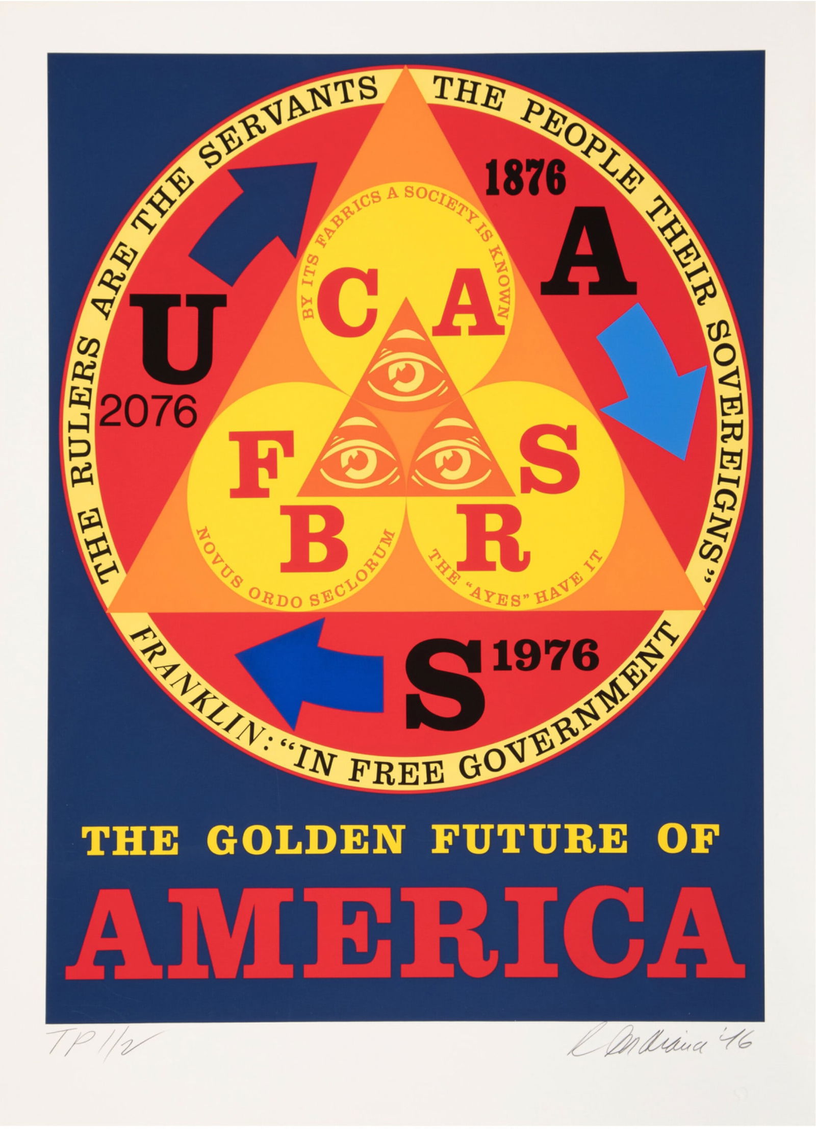 Robert Indiana : The Golden Future of America, 1976 - Hand-signed (1 of 6)