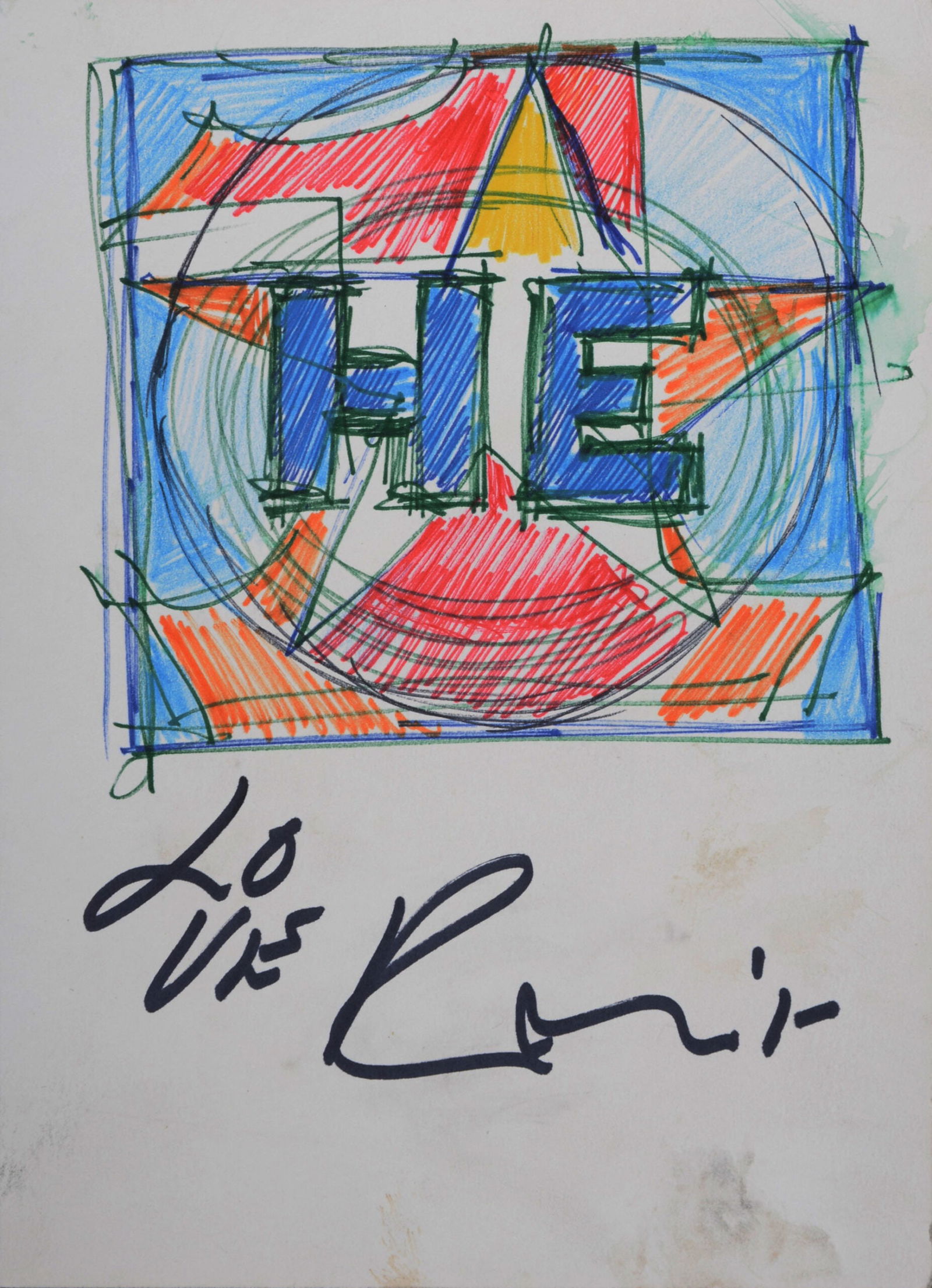 Robert Indiana : HE Study, circa 1960 - Hand-signed: Robert Indiana (1928-2018)HE Study, circa 1960Ink and colored pencil on heavyweight paperHand-signed and inscribed along lower edgeDimensions :+Size of the sheet: 21.0 x 15.2 cm / 8,3 × 6,0 in Shippi