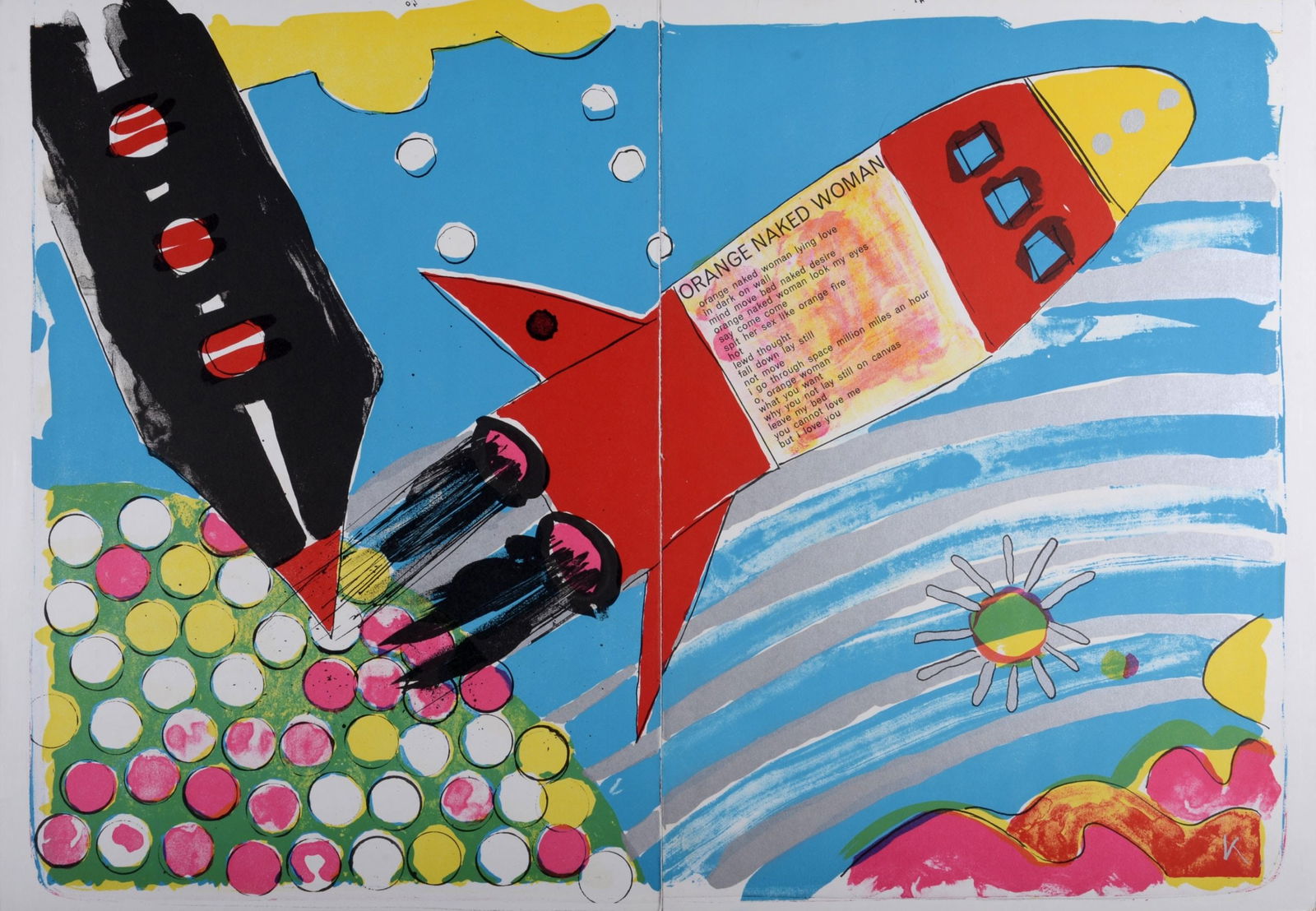 Kiki O.K. : Orange Naked Woman, 1964: Kiki O.K. (Kiki Kogelnik) (1935–1997)Orange Naked Woman, 1964Original lithograph on wove paper printed on two sheets joined with acid-free tape on the back.Edition of 2 000.Signed on the plate lower