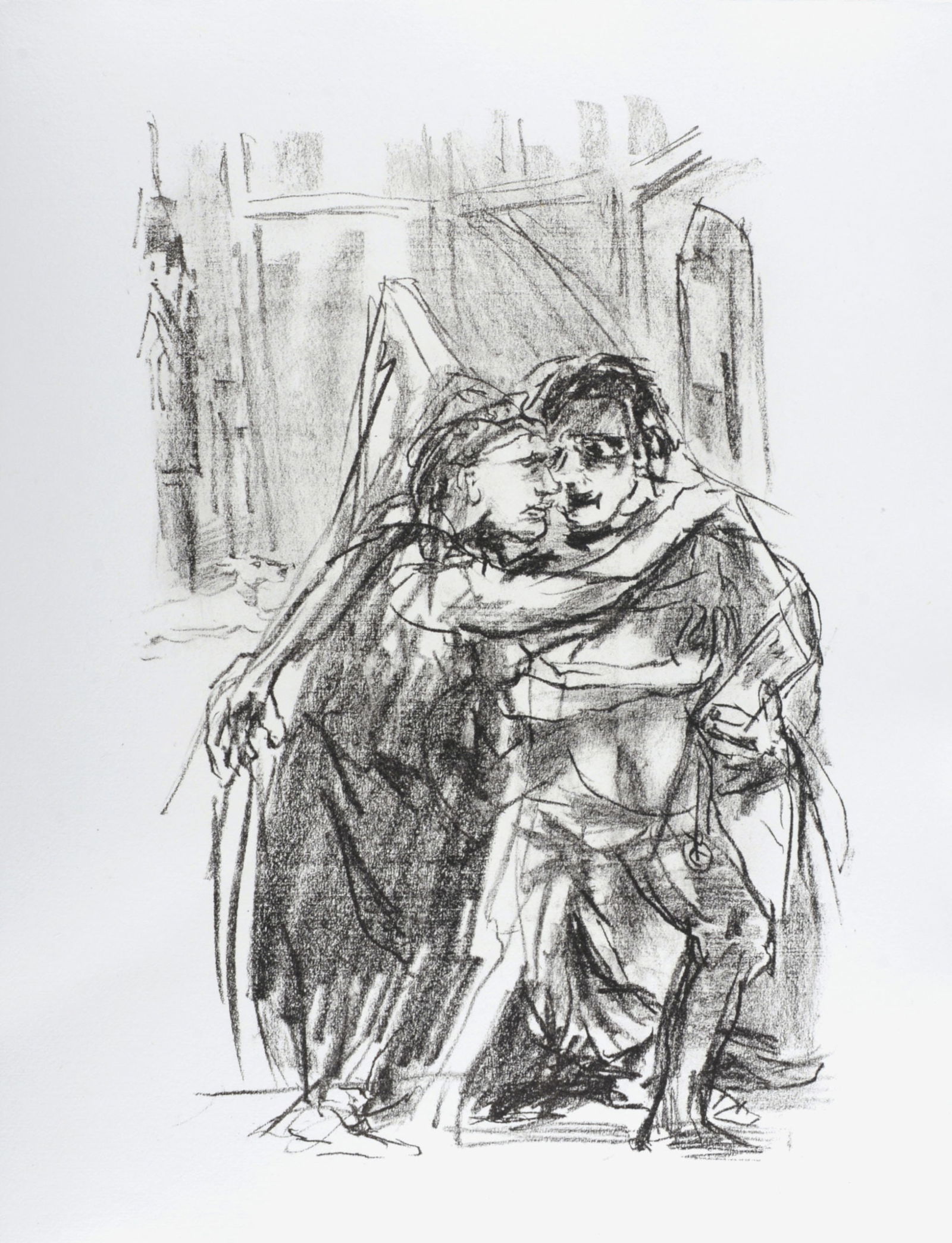 Oskar Kokoschka - Goneril and Edmund, 1963: Oskar Kokoschka (1886-1980)Goneril and Edmund, 1963Lithograph on Handmade Crisbrook paper.Dimensions:+ Size of the sheet: 45,5 x 36 cm / 17,9 x 14,2 in.+ Size of the image: 36,5 x 26 cm / 14,4 x 10,2