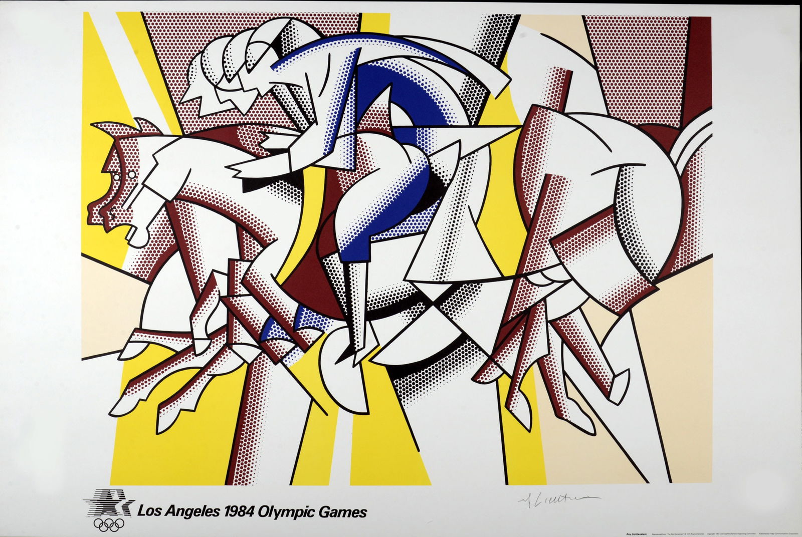 Roy Lichtenstein - Los Angeles 1984 Olympic Games, 1982 - Hand-signed: Roy Lichtenstein (1923-1997)Los Angeles 1984 Olympic Games, 1982Offset Lithograph Parsons Diploma Parchment.Hand-signed lower right margin.Size of the sheet : 61 × 91.4 cm / 24 × 36 inEdition of 750