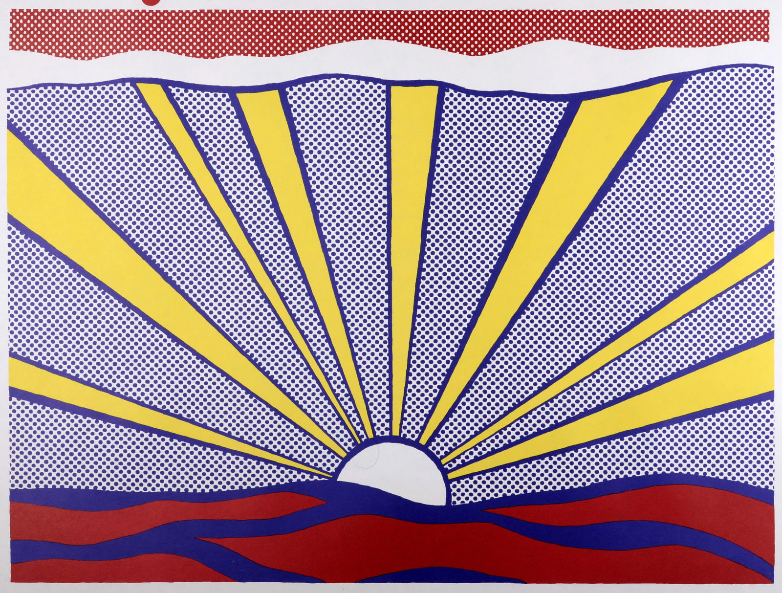 Roy Lichtenstein (After) - Romantik? Landschaft von dazumal bis Pop, 1970: Roy Lichtenstein (After)Romantik? Landschaft von dazumal bis Pop, 1970Large silkscreen exhibition poster on paper.Dimensions:+ Size of the sheet: 58,5 x 84 cm / 23 x 33 in.+ Size of the image: 46,5 x
