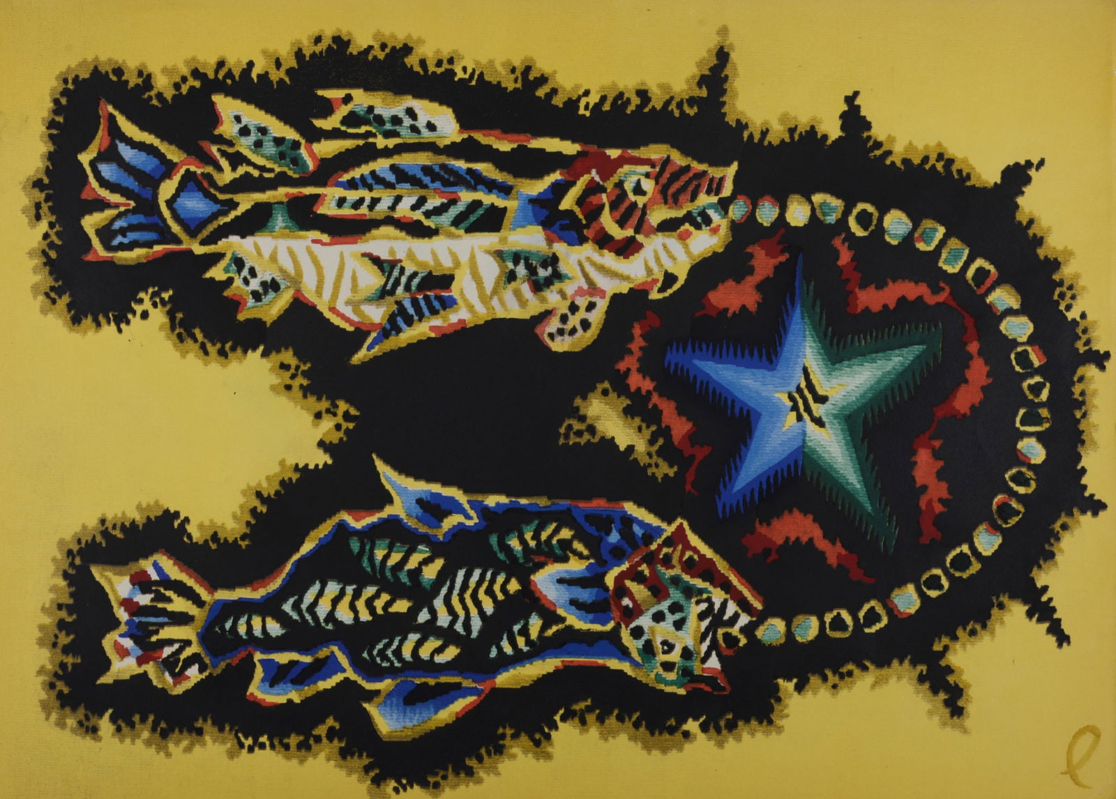 Jean Lurcat : Le Poisson, 1959: Jean Lurcat (1892-1966)Le Poisson, 1959Lithograph in colors on wove paper.Plate-signed lower right with the artist's monogram.Dimensions:+ Size of the sheet: 33 x 46 cm / 13 x 18,1 in.From the portfol