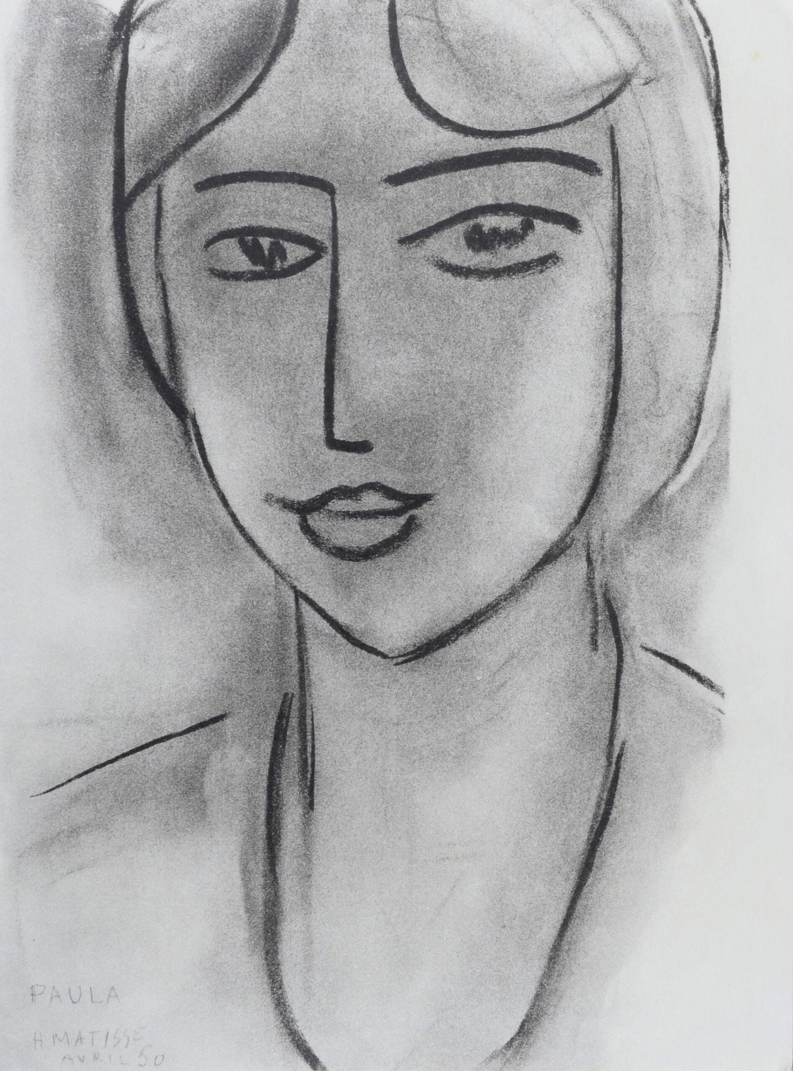 Henri Matisse (After) : Paula, 1981: Henri Matisse (After)Paula, 1981Lithograph in black and white on vellum paper, after a drawing by the artist.Plate-signed lower left.Dimensions:+ Size of the sheet: 38 x 28 cm / 15 × 11 in.This print