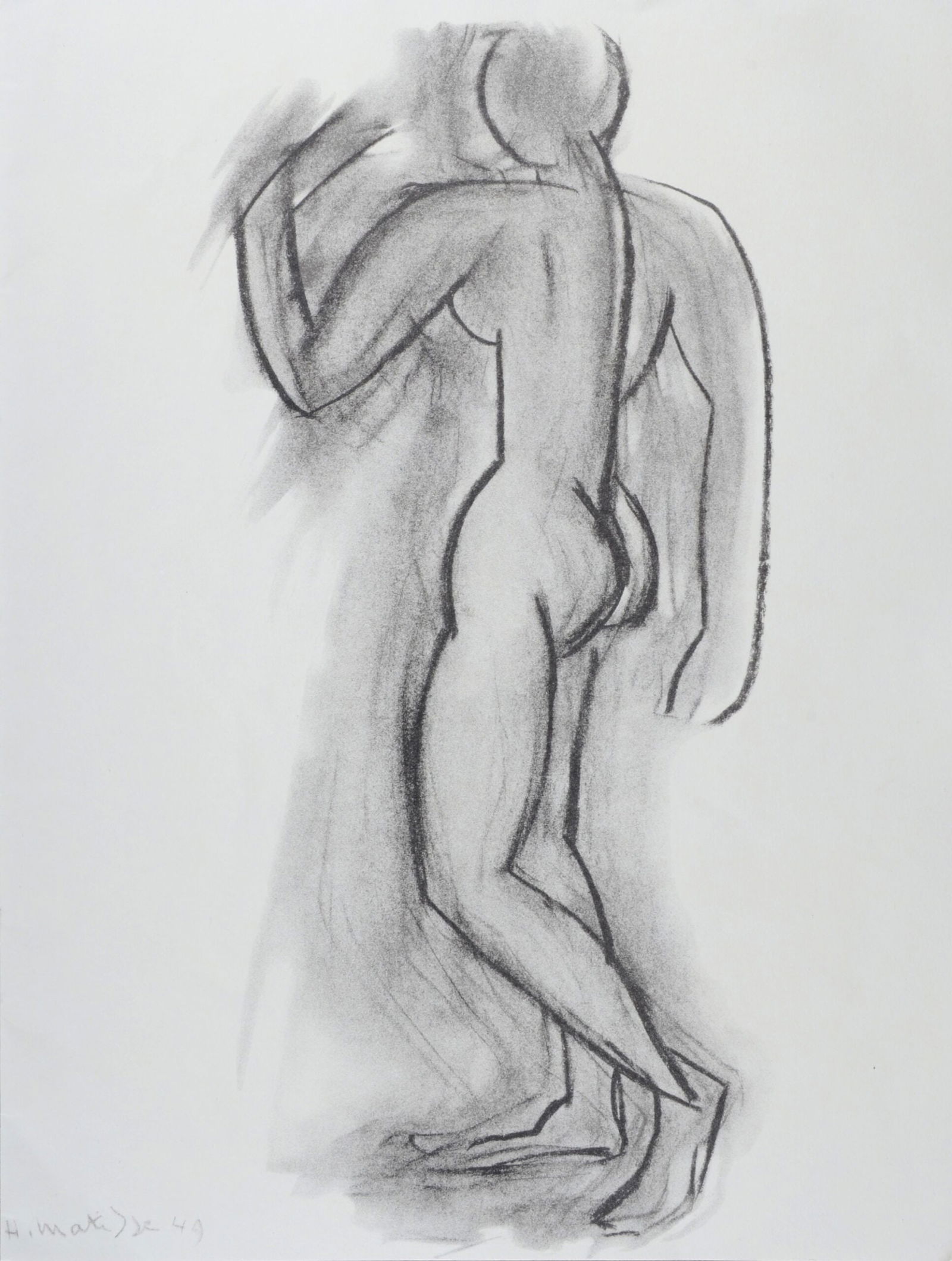Henri Matisse (After) : Nu debout, 1981: Henri Matisse (After)Nu debout, 1981Lithograph in black and white on vellum paper, after a drawing by the artist.Plate-signed.Dimensions:+ Size of the sheet: 38 x 28 cm / 15 × 11 in.This print comes