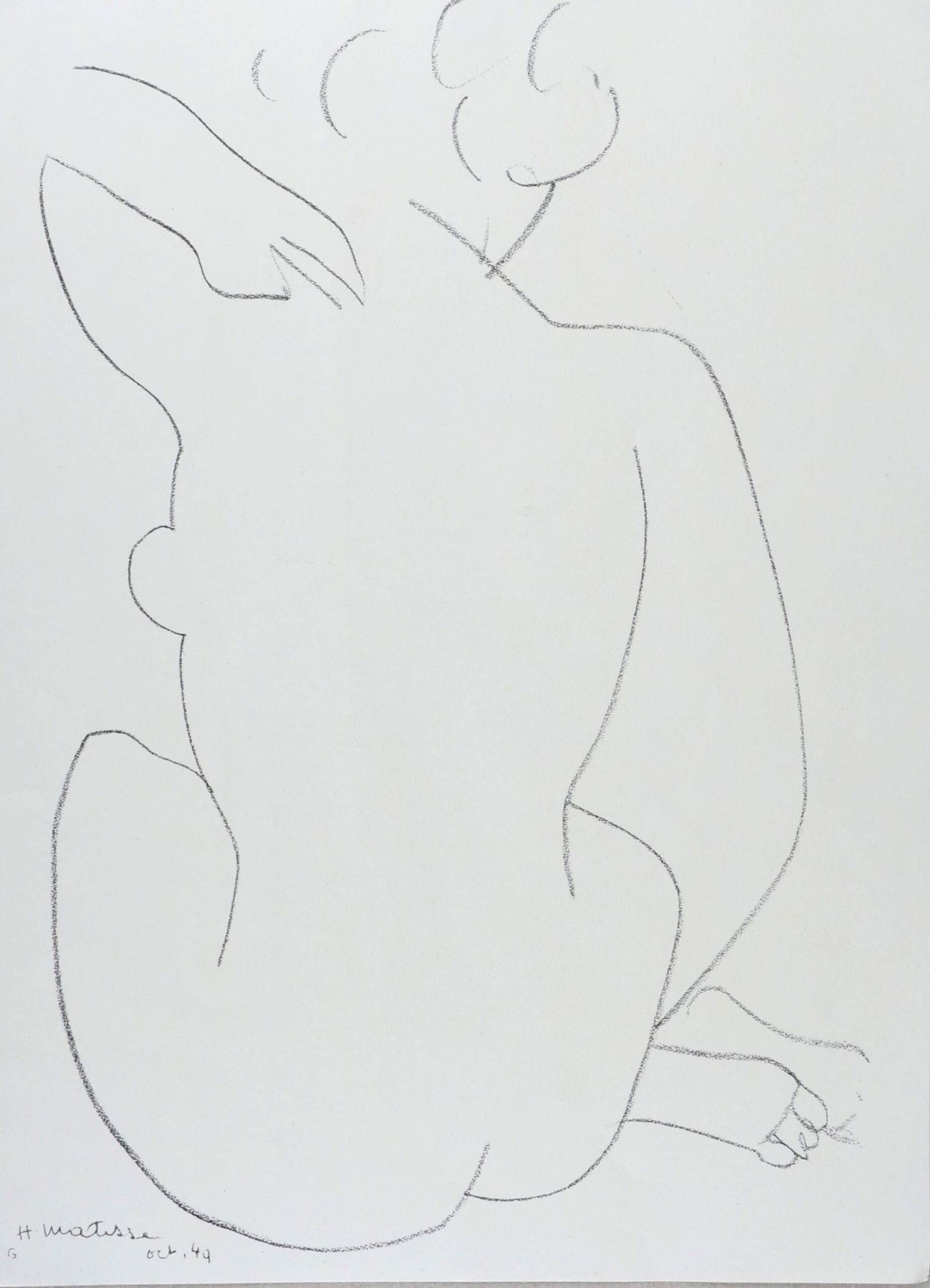 Henri Matisse (After) : Nu de dos, 1981: Henri Matisse (After)Nu de dos, 1981Lithograph in black and white on vellum paper, after a drawing by the artist.Plate-signed lower left.Dimensions:+ Size of the sheet: 38 x 28 cm / 15 × 11 in.This p