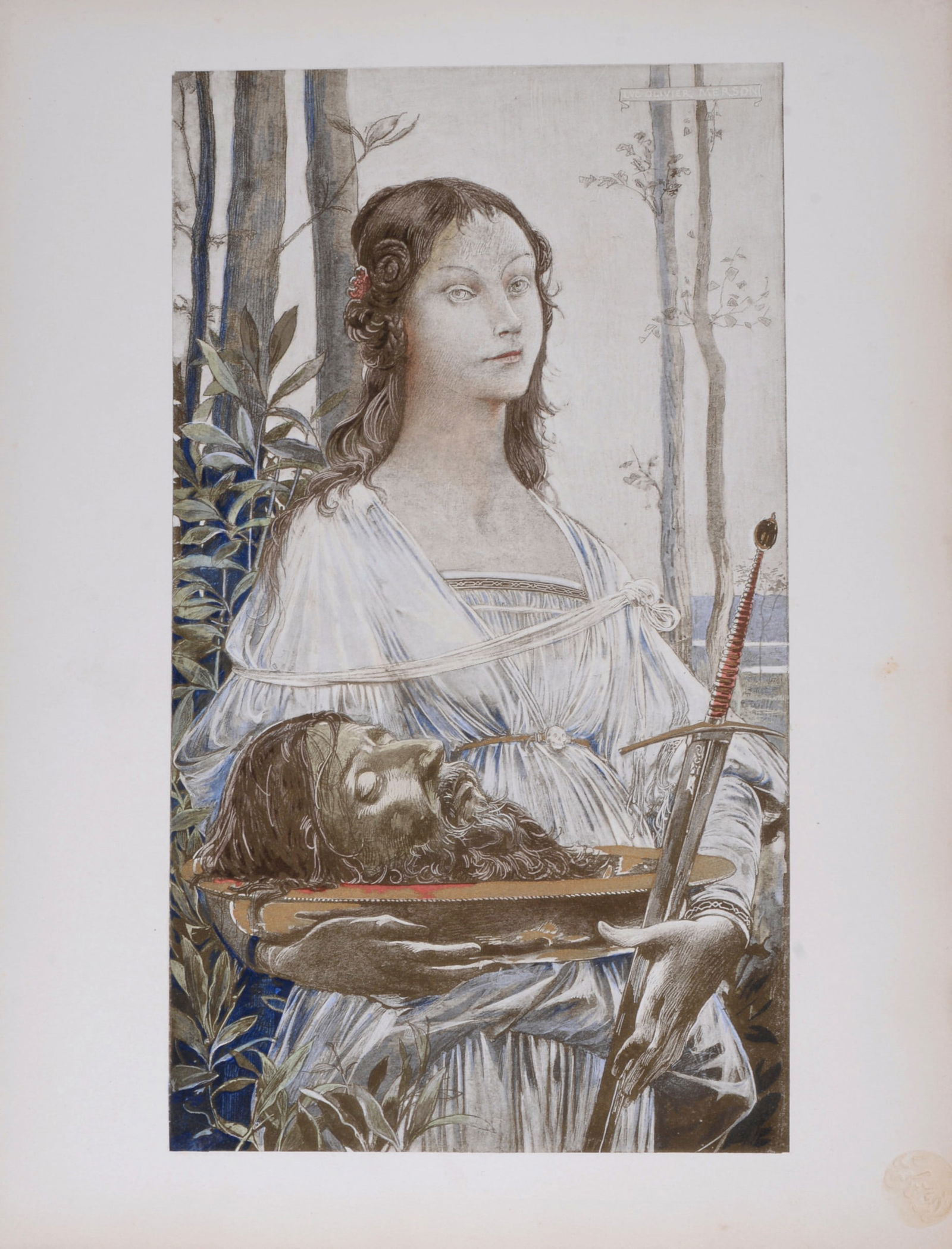 Luc-Olivier Merson : Salome, 1897: Luc-Olivier Merson (1846-1920)Salome, 1897Lithograph on wove paper.Signed on the plate upper right margin.L'Estampe Moderne's blind stamp on the bottom right corner.Dimensions:+Size of the sheet: appr