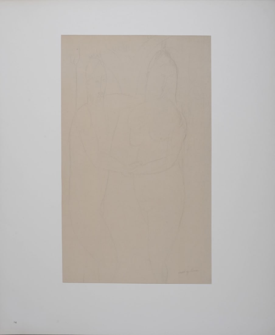 Amedeo Modigliani (After) : Adam and Eve, 1959: Amedeo Modigliani (After)Adam and Eve, 1959Lithograph (heliograph) on thick paper.Plate-signed lower right.Plate #14.Einaudi's blind stamp bottom right.Dimensions:+ Size of the sheet : 56 x 45 cm / 22