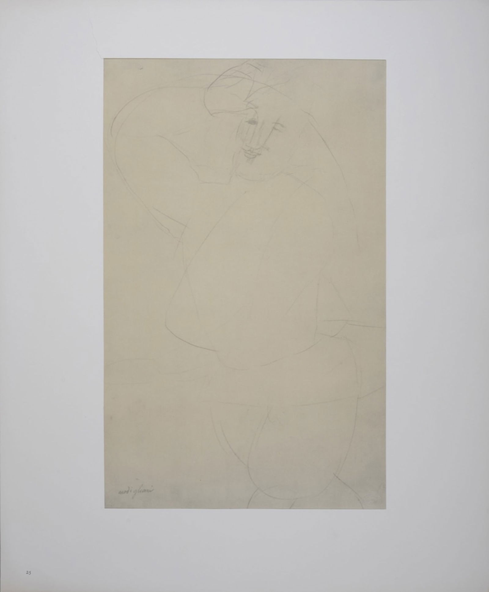 Amedeo Modigliani (After) : Figure of Man Dancing , 1959: Amedeo Modigliani (After)Figure of Man Dancing , 1959Lithograph (heliograph) on thick paper.Signed in the plate lower left.Plate #25.Einaudi's blind stamp bottom right.Dimensions:+ Size of the sheet :