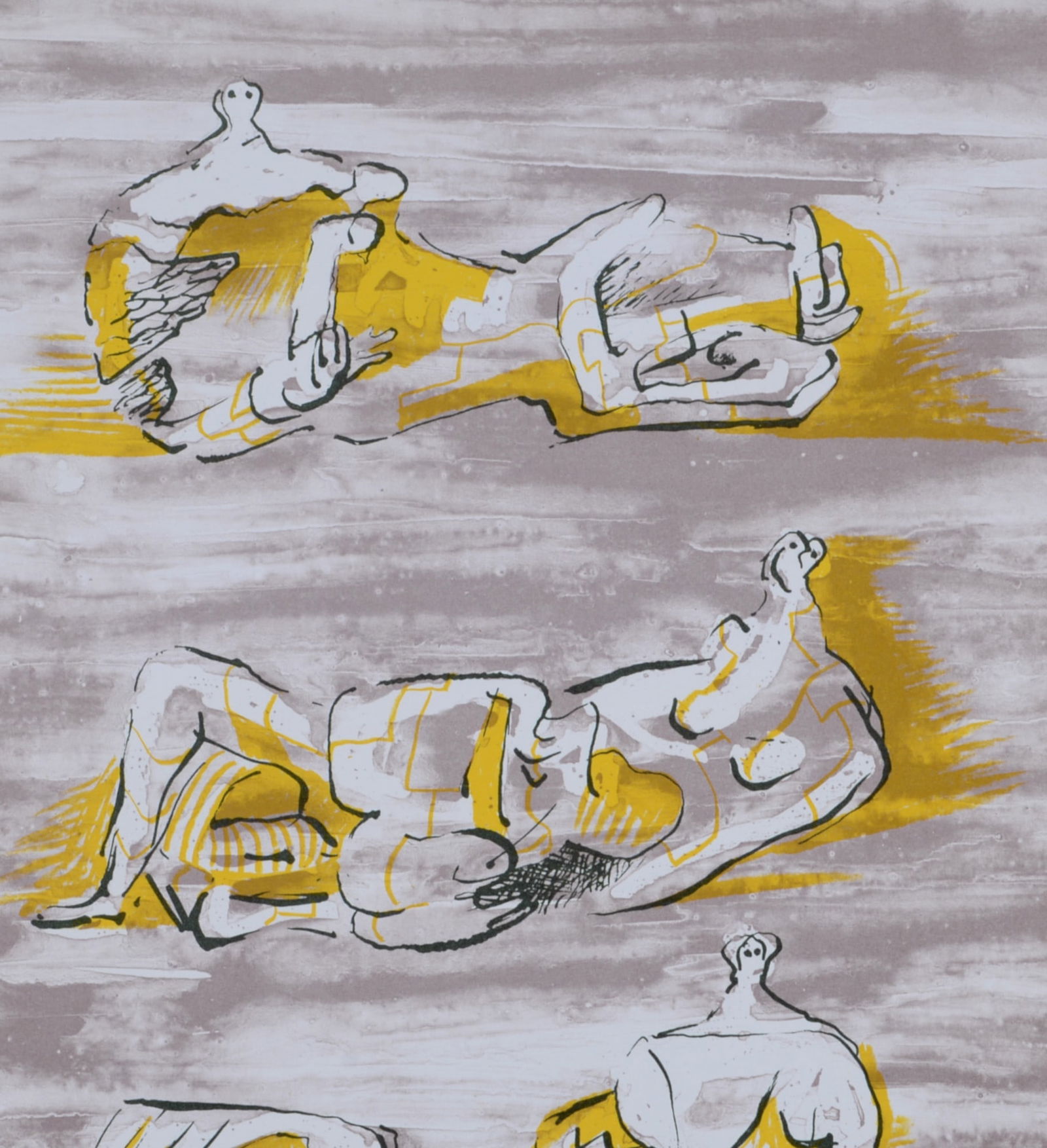 Henry Moore - Figures allongees, 1971: Henry Moore (1898-1986)Figures allongees, 1971 Original lithograph on wove paper.Edition of 2 000.Dimensions:+ Size of the sheet: 31 x 24 cm / 12,2 x 9,4 in.Printed by Mourlot, Paris.From "Revue X