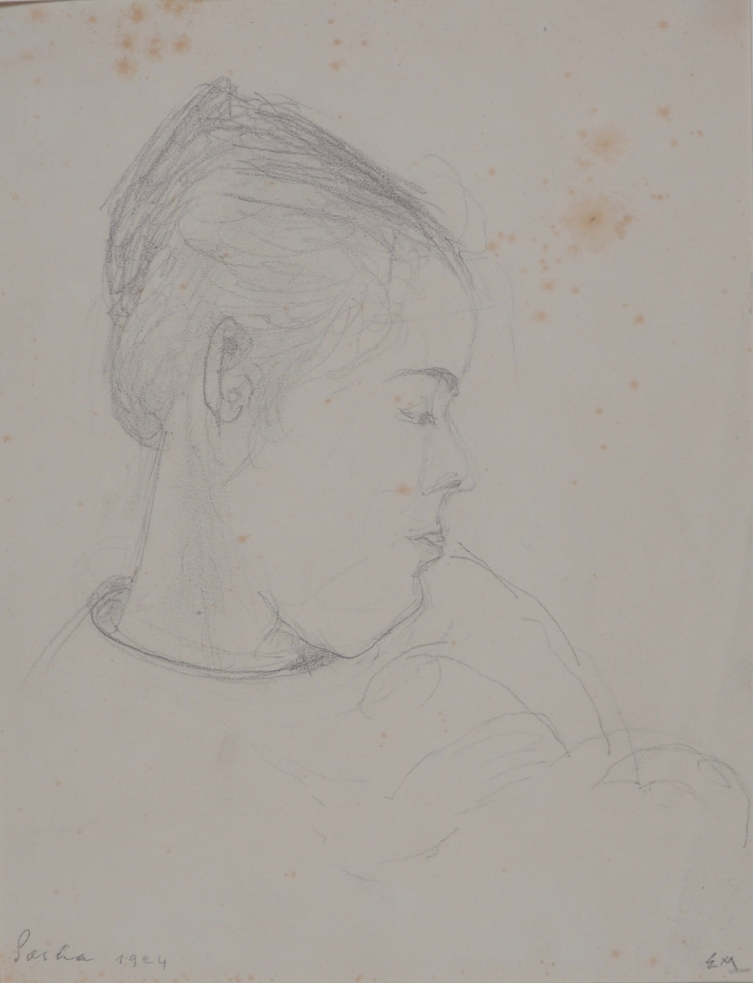 Ernst Morgenthaler : Sacha, Original drawing, circa 1924: Ernst Morgenthaler (1887-1962)Sacha, 1924Original graphite drawing on paper,Hand signed "EM", titled and dated bottom edgeDimensions:• Sheet size: 23 × 18 cm - 9.06 × 7.09 inWorldwide shipping