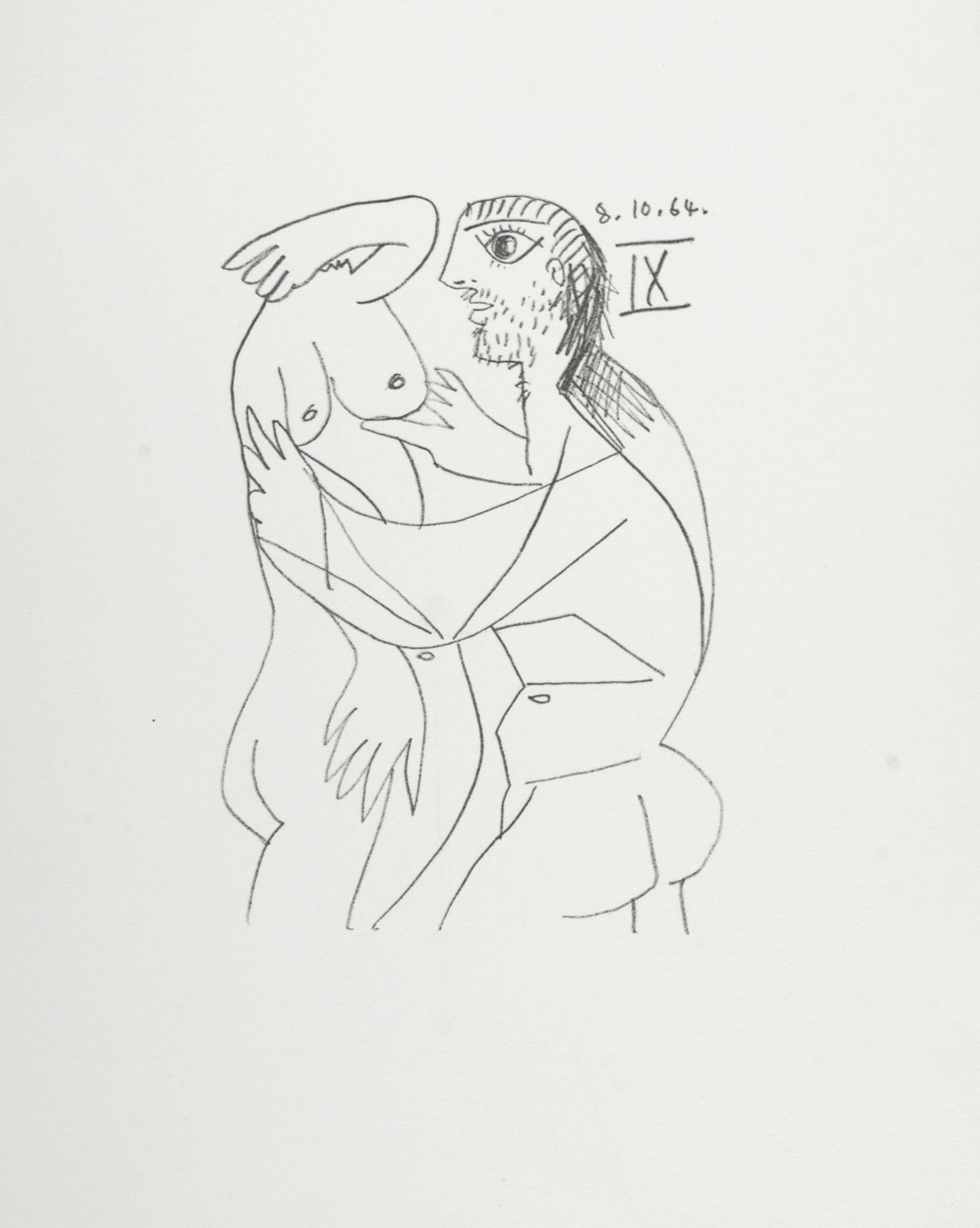 Pablo Picasso (After) Le Gout du Bonheur (XXV), 1970: Pablo Picasso (After)Le Gout du Bonheur (XXV), 1970 Lithograph on Velin d'Arches paper, after 1964 Pablo Picasso's drawing.Not signed Dated on the plate top right.Dimensions:+ Size of the sheet: 32,5