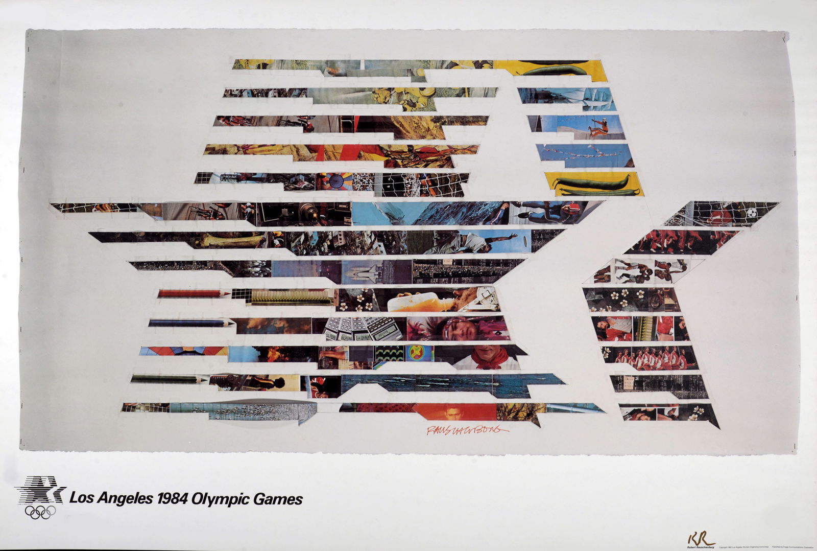 Robert Rauschenberg : Los Angeles Olympic 1984 - Hand-signed: Robert Rauschenberg (1925-2008)Los Angeles Olympic 1984Offset Lithograph Parsons Diploma Parchment.Hand SignedDimensions:Size of the sheet : 61 x 91.4 cm / 24 x 36 in.Edition of 750This is a limited e