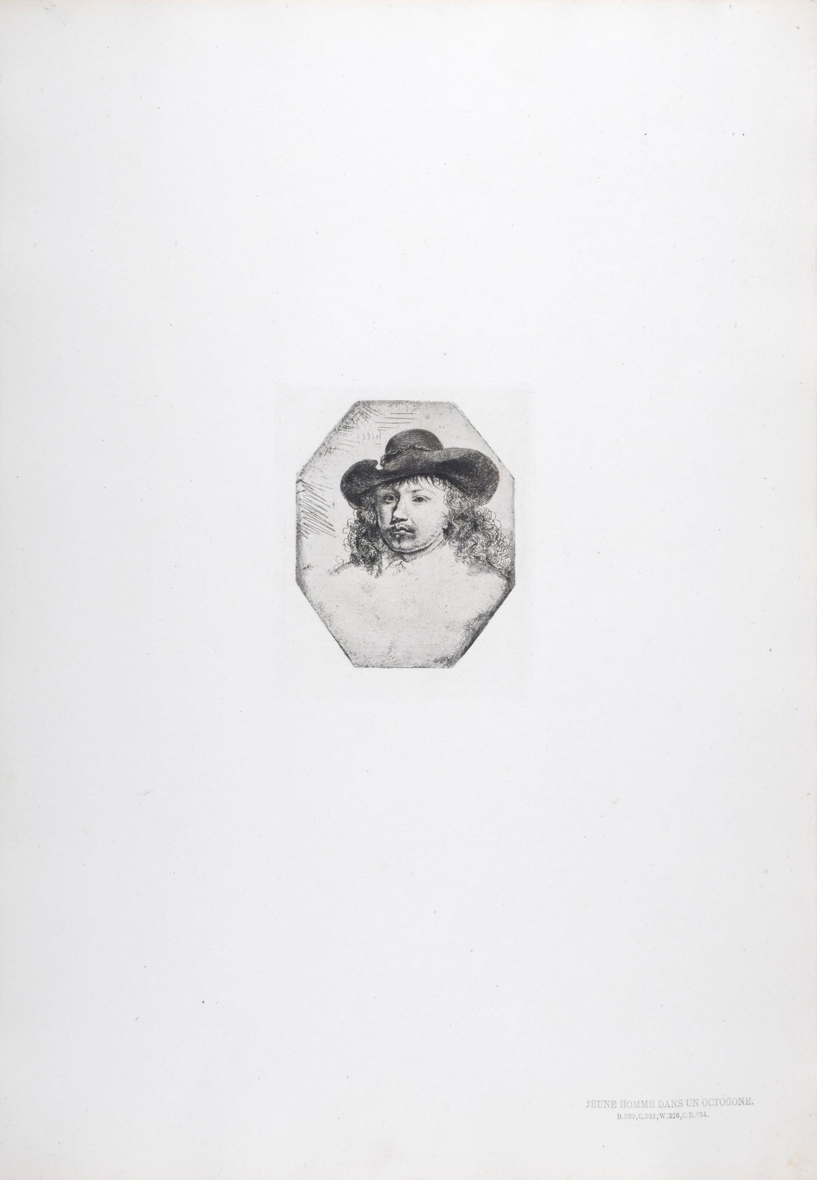 Rembrandt Van Rijn, said Rembrandt (After) : Jeune homme dans un octogone, 1880 (1 of 4)