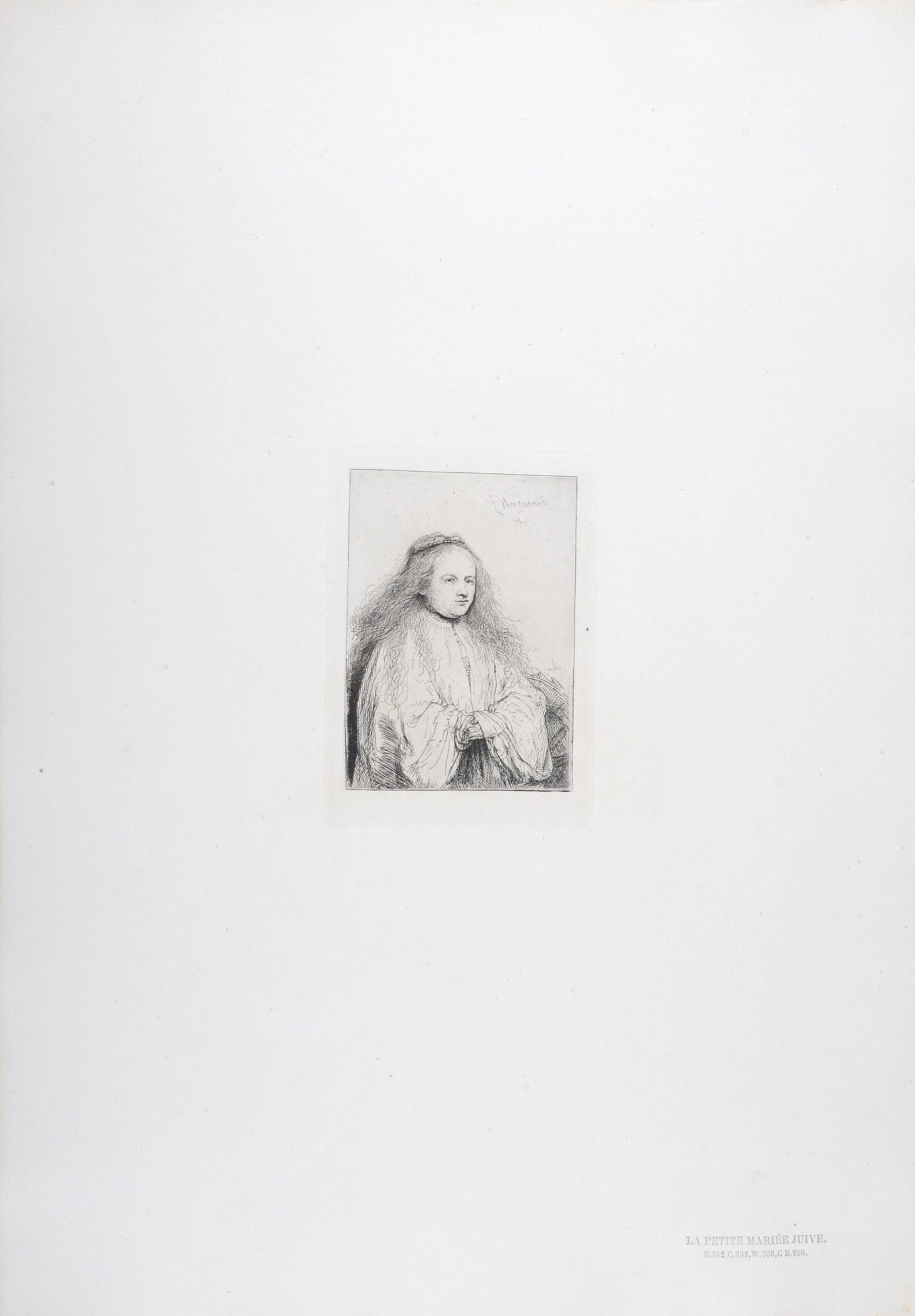 Rembrandt Van Rijn, said Rembrandt (After) : La petite mariee juive, 1880: Rembrandt Van Rijn, said Rembrandt (After)La petite mariee juive, 1880Heliogravure on Verge paper, after 1635 Rembrandt's etching (referenced in Bartsch 342).Plate-signed.Dimensions :+ Size of the she
