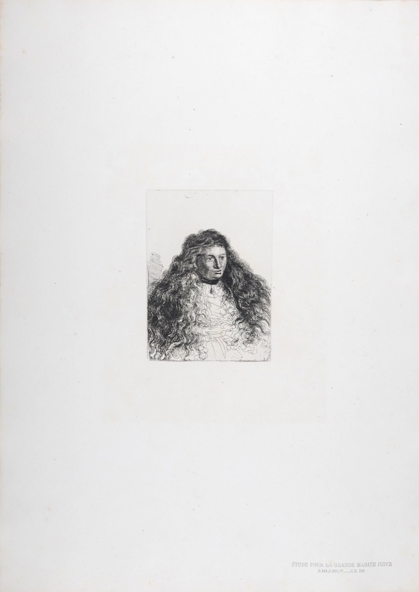 Rembrandt Van Rijn, said Rembrandt (After) : Etude pour la grande mariee juive, 1880: Rembrandt Van Rijn, said Rembrandt (After)Etude pour la grande mariee juive, 1880Heliogravure on Verge paper, after 1635 Rembrandt's etching (referenced in Bartsch 341).Dimensions :+ Size of the sheet