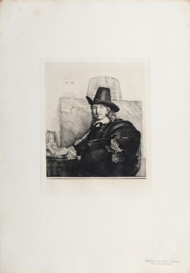 Rembrandt Van Rijn, said Rembrandt (After) : Portrait de Jean Asselyn, 1880: Rembrandt Van Rijn, said Rembrandt (After)Portrait de Jean Asselyn, 1880Heliogravure on Verge paper, after Rembrandt's etching (referenced in Bartsch 277).Dimensions :+ Size of the sheet: 47 x 33 cm /