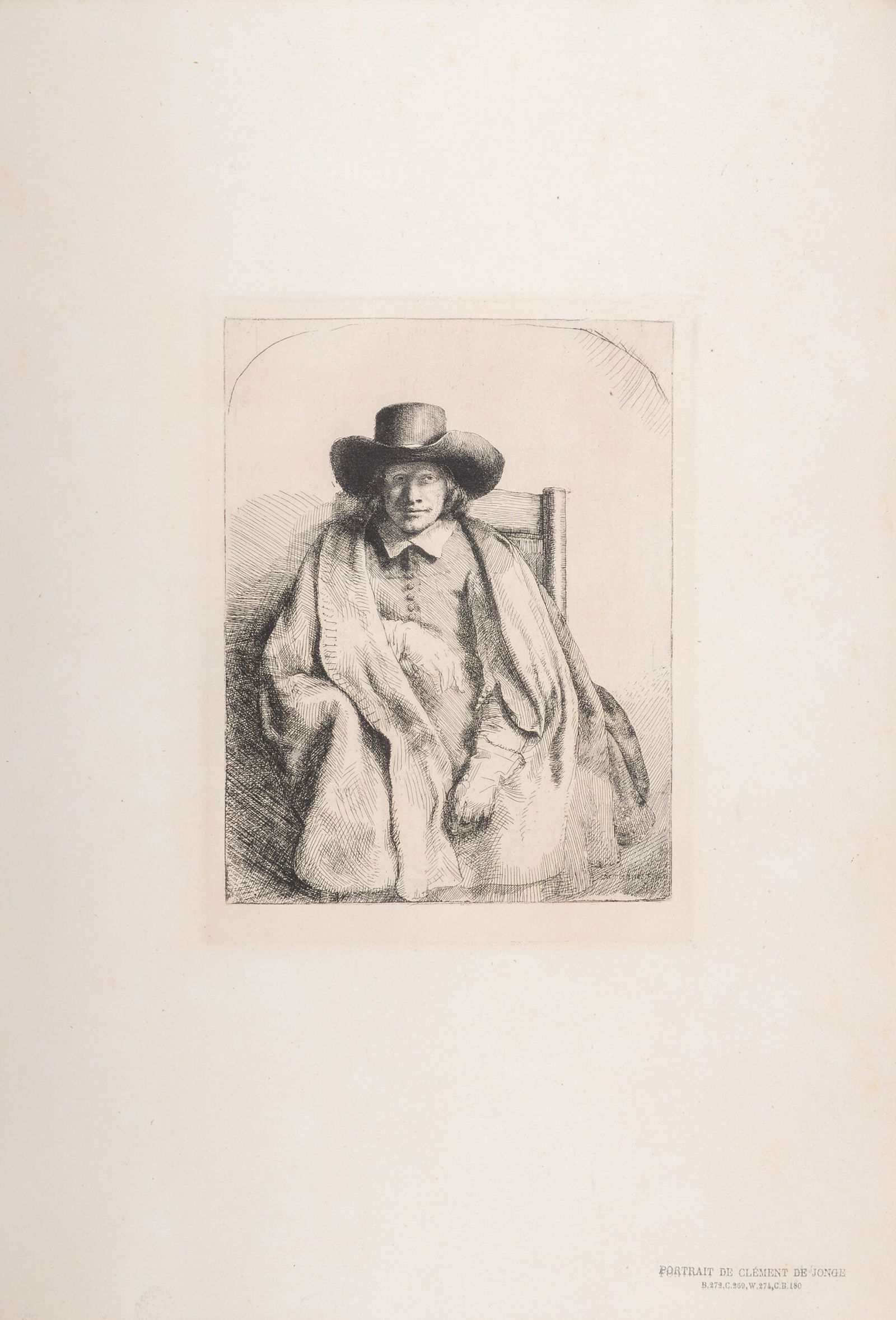 Rembrandt Van Rijn, said Rembrandt (After) : Portrait de Clement de Jonge, 1880: Rembrandt Van Rijn, said Rembrandt (After)Portrait de Clement de Jonge, 1880Heliogravure on Verge paper, after 1635 Rembrandt's etching (referenced in Bartsch 272).Plate-signed.Dimensions :+ Size of t