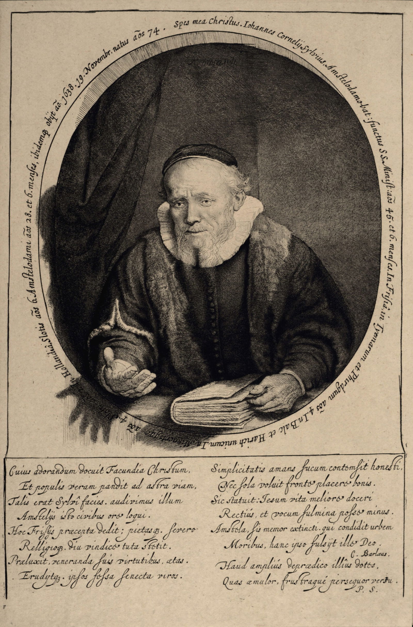 Rembrandt Van Rijn, said Rembrandt (After) : Portrait de Jean Corneille Sylvius, c. 1870 (1 of 6)