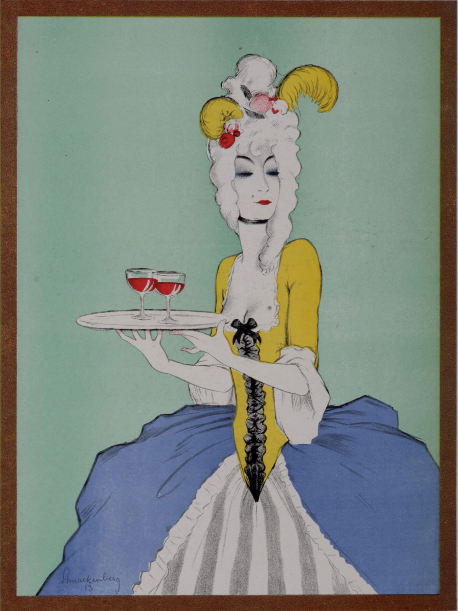 Walter Schnackenberg - Preysing-Palais & Orientalisches Fest, 1922: Walter Schnackenberg (1880-1961)Preysing-Palais & Orientalisches Fest, 1922 Lithograph on wove paper, enhanced with golden ink.Printed on both sides of the sheet.Signed on the plate lower left margin