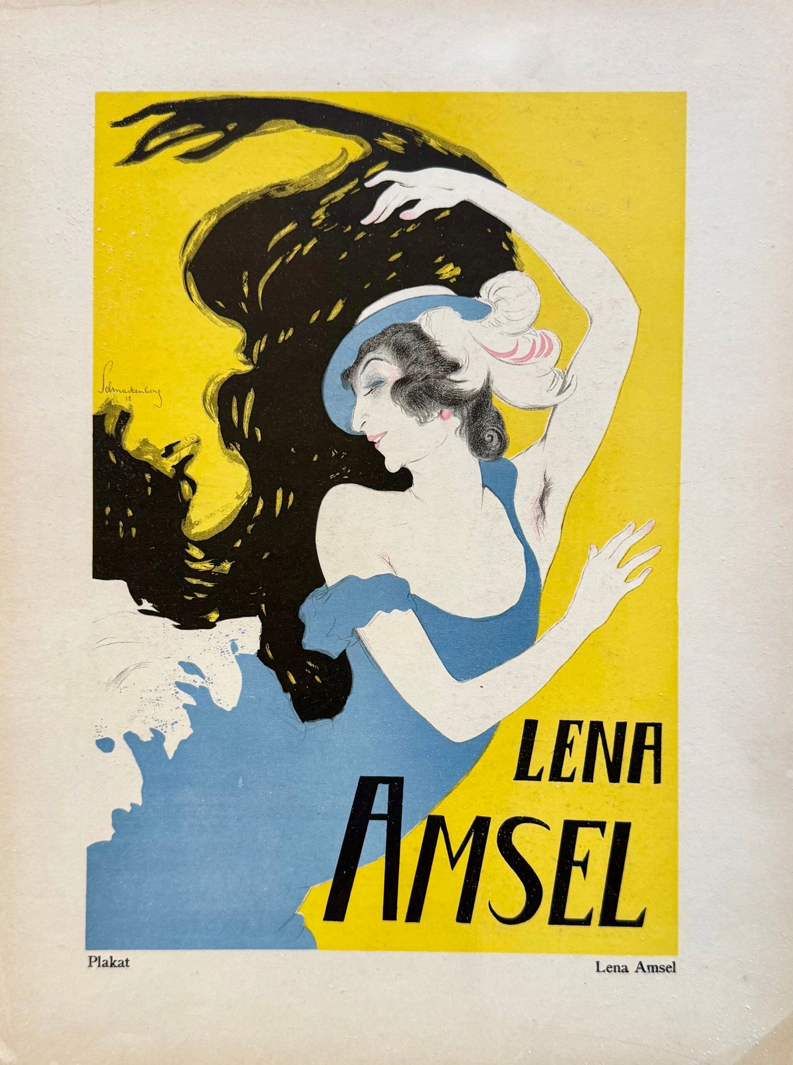 Walter Schnackenberg - Lena Amsel, 1922: Walter Schnackenberg (1880-1961)Lena Amsel, 1922Lithograph on wove paper.Printed on recto and verso, including "Lena Amsel" and "Consee, Munchen".Signed on the plate on both sides of the sheet.Dimensi