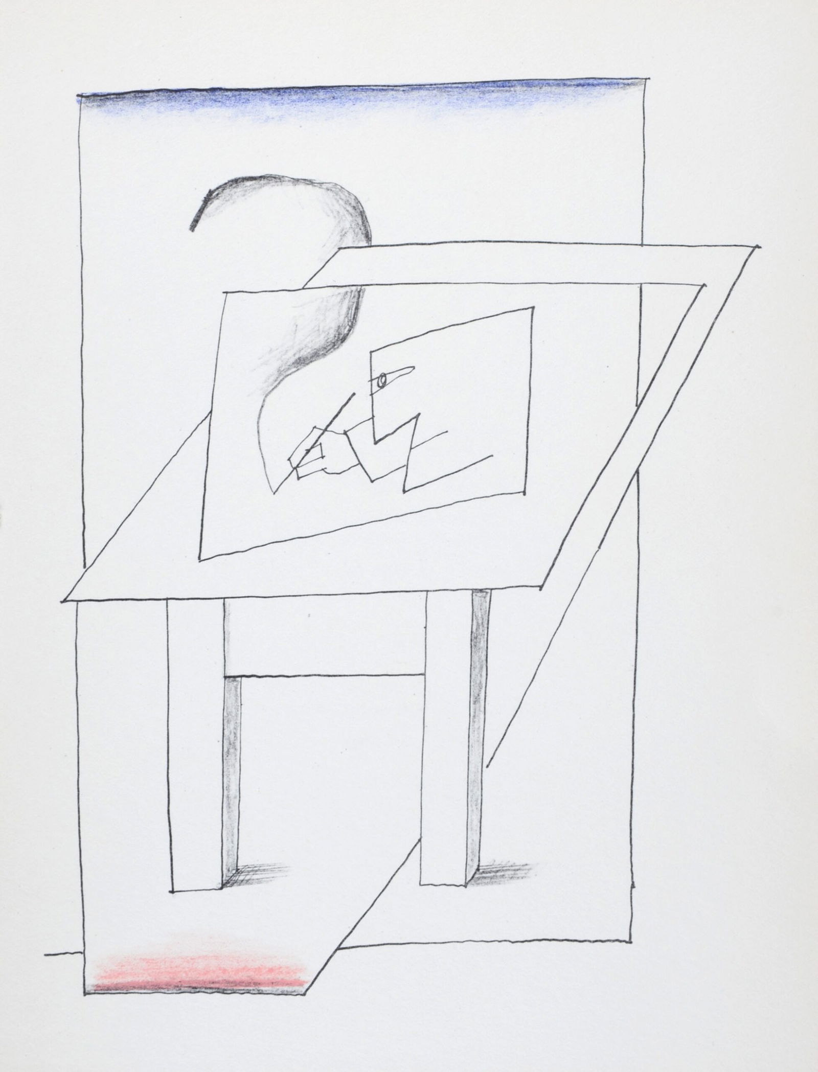 Saul Steinberg : A man drafting, 1966 (1 of 5)