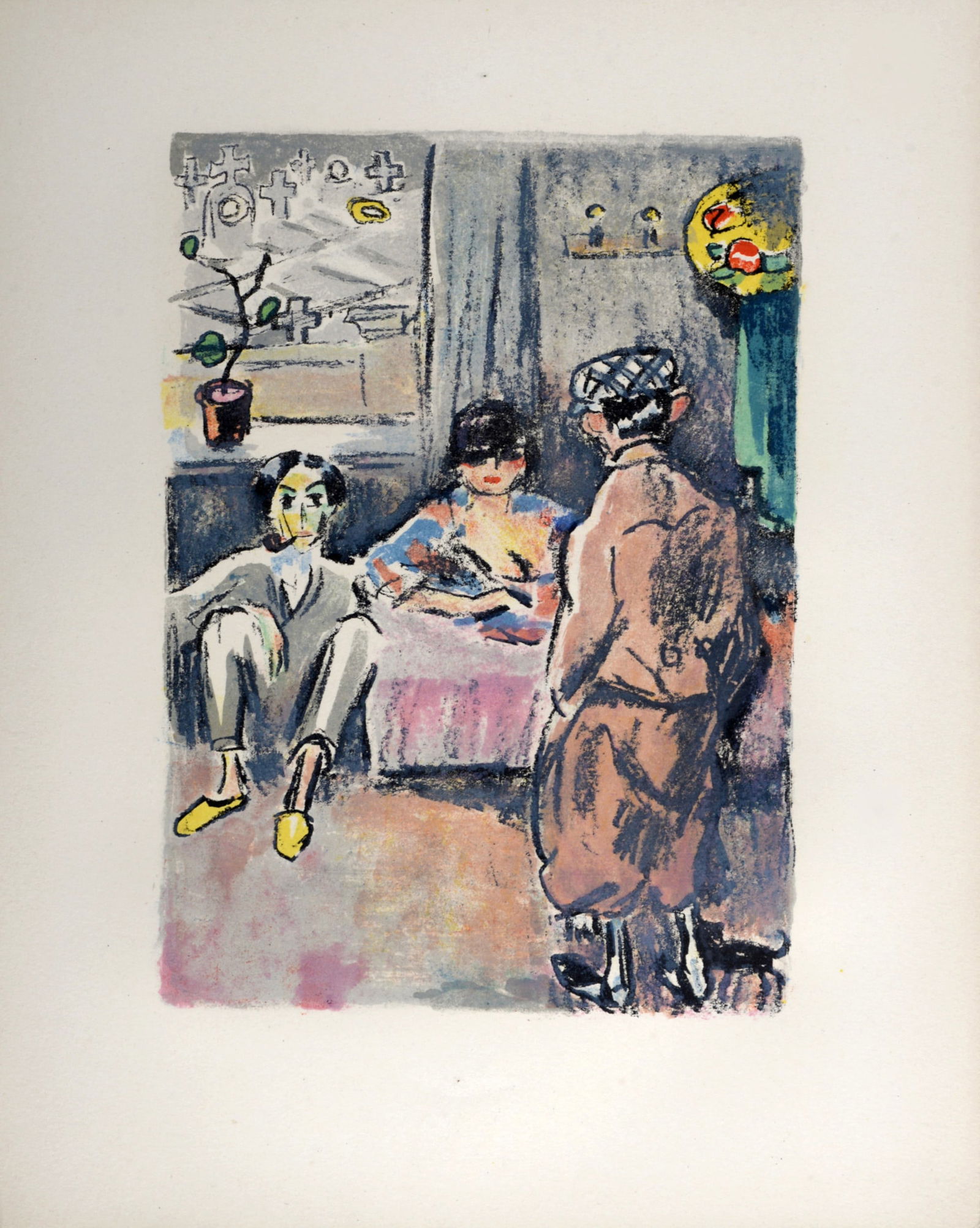 Kees Van Dongen - Andre Salmon et Mac Orlan, Rue Saint Vincent, 1949: Kees Van Dongen (1877-1968)Andre Salmon et Mac Orlan, Rue Saint Vincent, 1949Original lithograph in colors on wove paper."Tire a part" from the book by Roland Dorgeles "Au Beaux Temps de la Butte", il