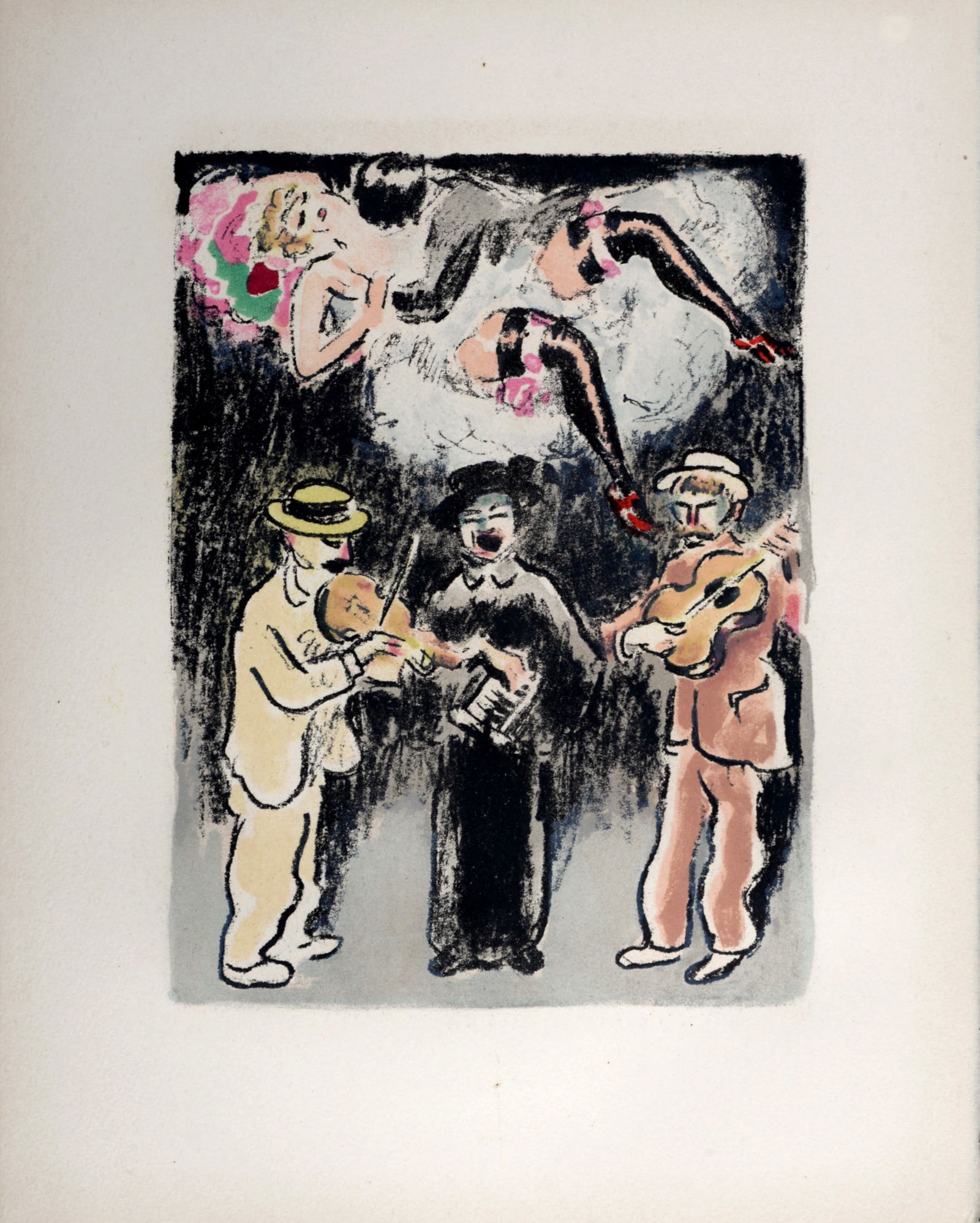 Kees Van Dongen - Chanteurs des rues, ou le reve a bon marche, 1949: Kees Van Dongen (1877-1968)Chanteurs des rues, ou le reve a bon marche, 1949Original lithograph in colors on wove paper."Tire a part" from the book by Roland Dorgeles "Au Beaux Temps de la Butte", ill