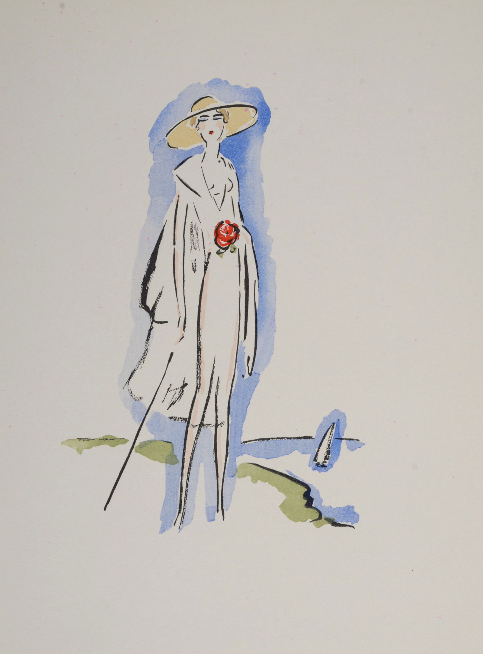 Kees Van Dongen : Woman at the Seaside, 1925: Kees Van Dongen (1877-1968)Woman at the Seaside, 1925Original pochoir on Arches paper.Dimensions:+ Size of the sheet : 24,8 x 19 cm / 9,8 × 7,5 inFrom the album "La Garconne" by Victor Marguerite, pu