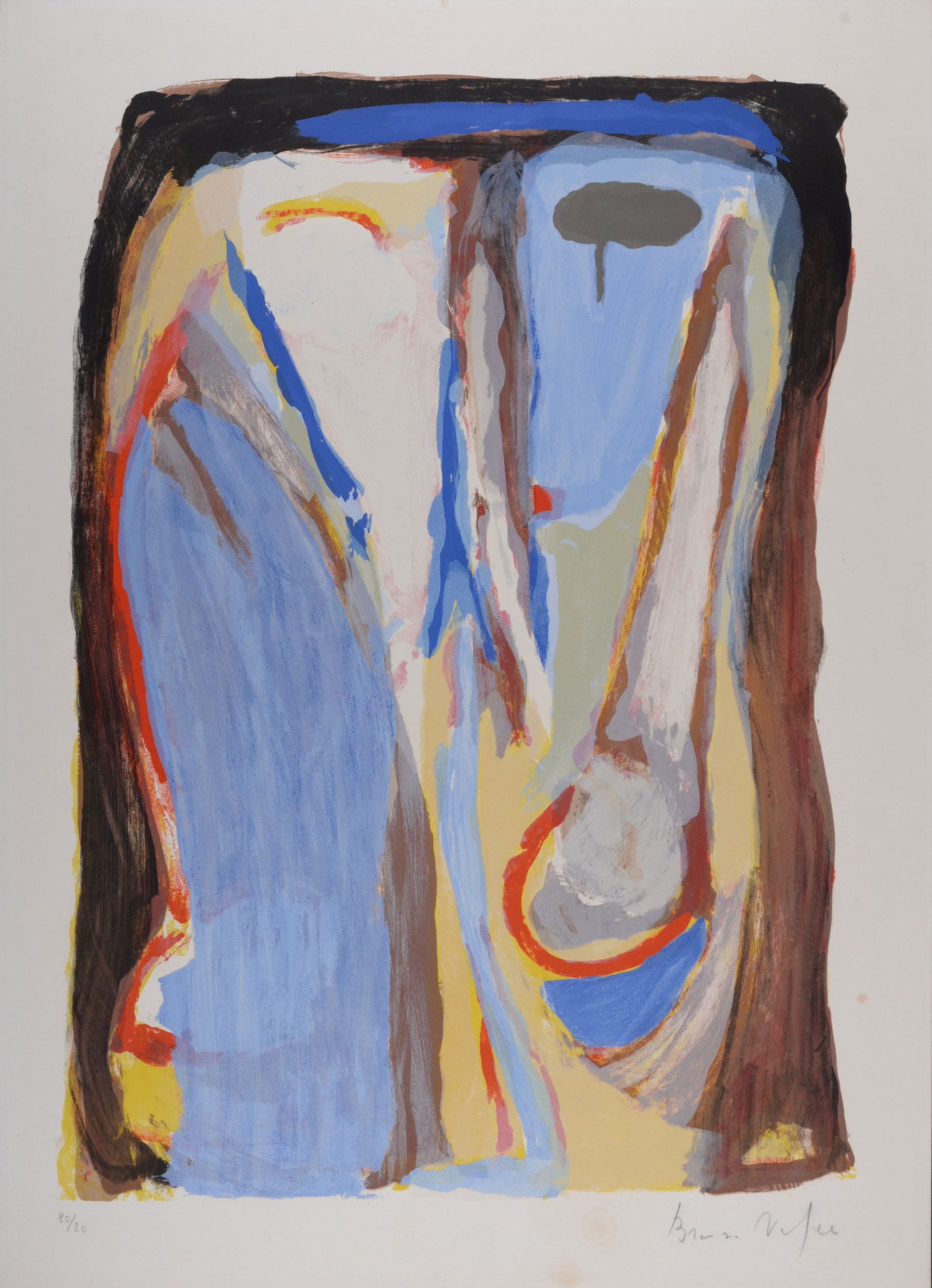 Bram Van Velde : Composition MP 059, 1970 - Hand-signed (1 of 8)