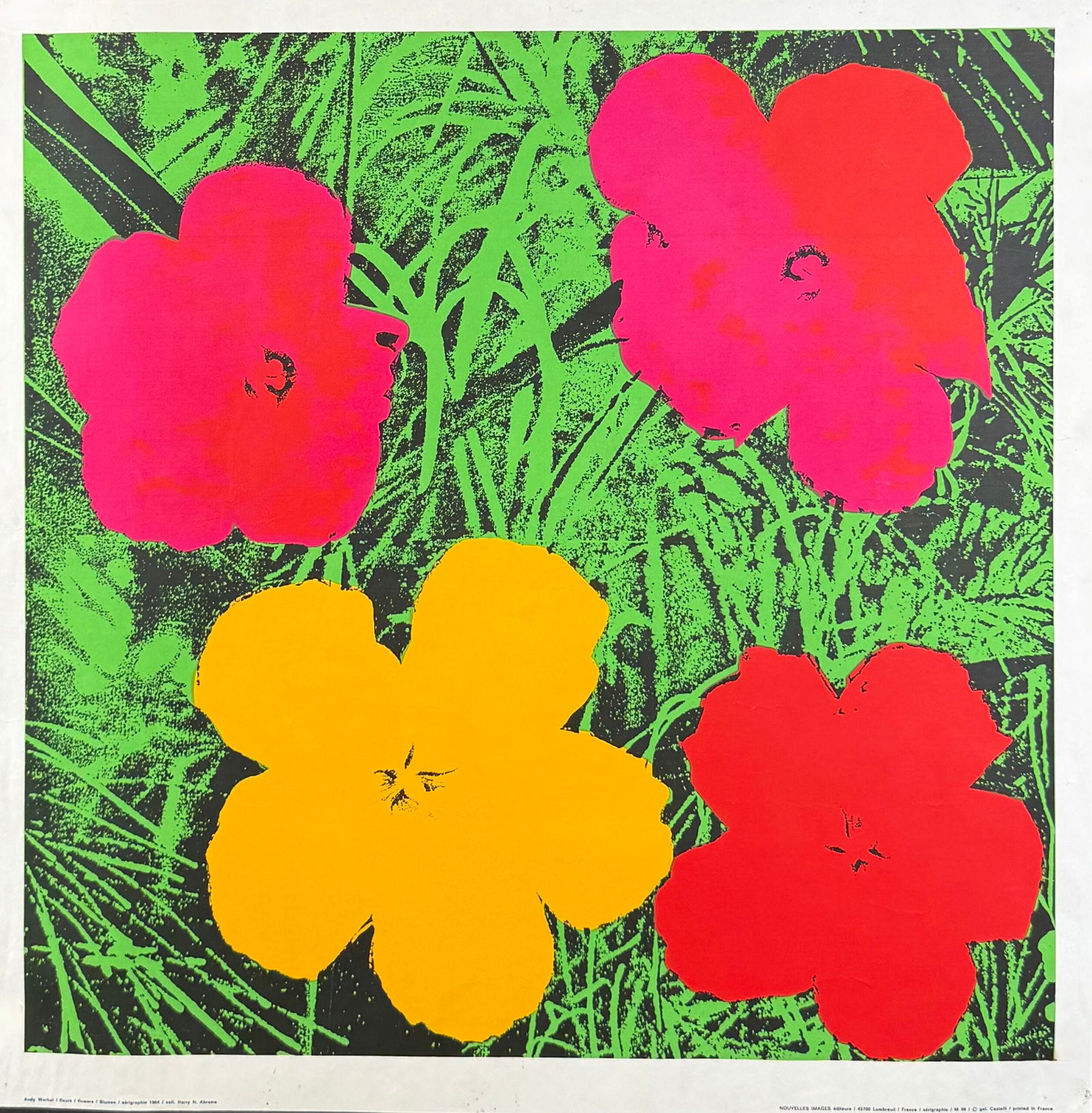 Andy Warhol, after : Flowers [Nouvelles Images], 1970: Andy Warhol, (after)Flowers [Nouvelles Images], 1970Color silkscreen on heavy paperDimensions:+Sheet size: 66 × 67 cm / 25.98 × 26.38 in+ Size of the image : 62 x 62 cm / 24,4 x 24,4 in.Published by