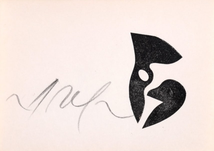 Jean Arp : Composition #1, 1960 - Hand-signed: Jean Arp (1886-1966) Composition #1, 1960 Lithograph on wove paper. Hand-signed in pencil. Dimensions: + Size of the sheet : 8 x 11 cm / 3.1 × 4.3 in + Size of the frame : 14,5 x 19,5 x 2,5 cm / 5.7 