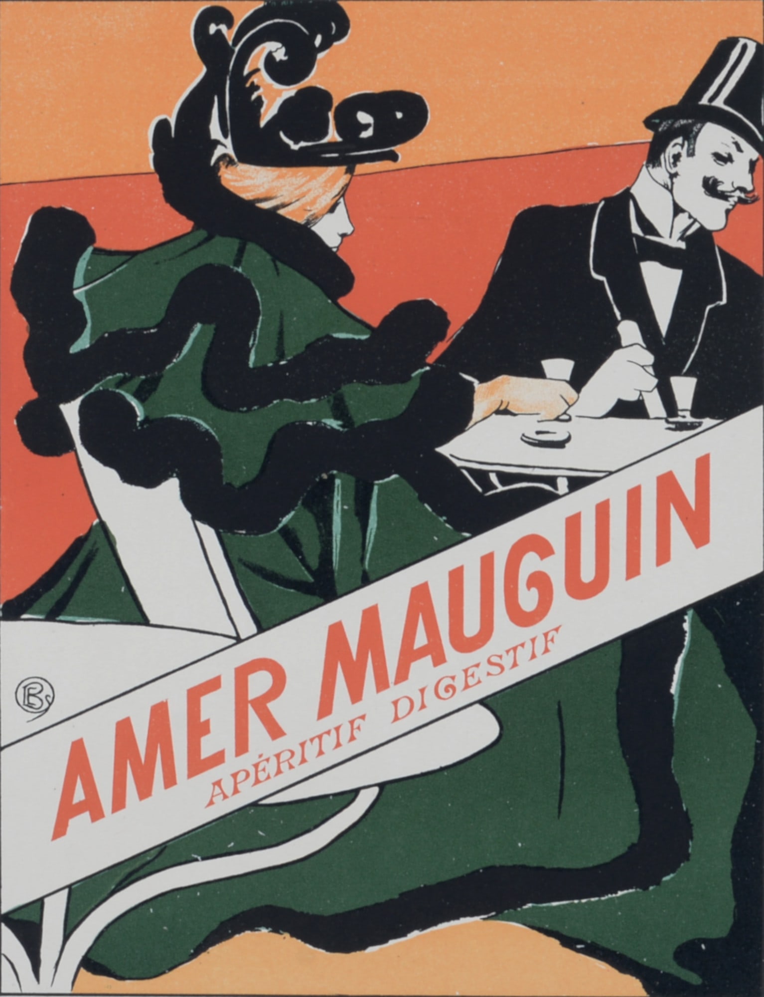 Emile Berchmans - Amer Mauguin - 1897: Emile Berchmans (1867-1947) Amer Mauguin, 1897 Lithograph on wove paper. Signed on the plate on the left corner of the image. Dimensions: +Size of the sheet: 31,5 x 21,5 cm / 12,4 x 8,4 in. +Size of t