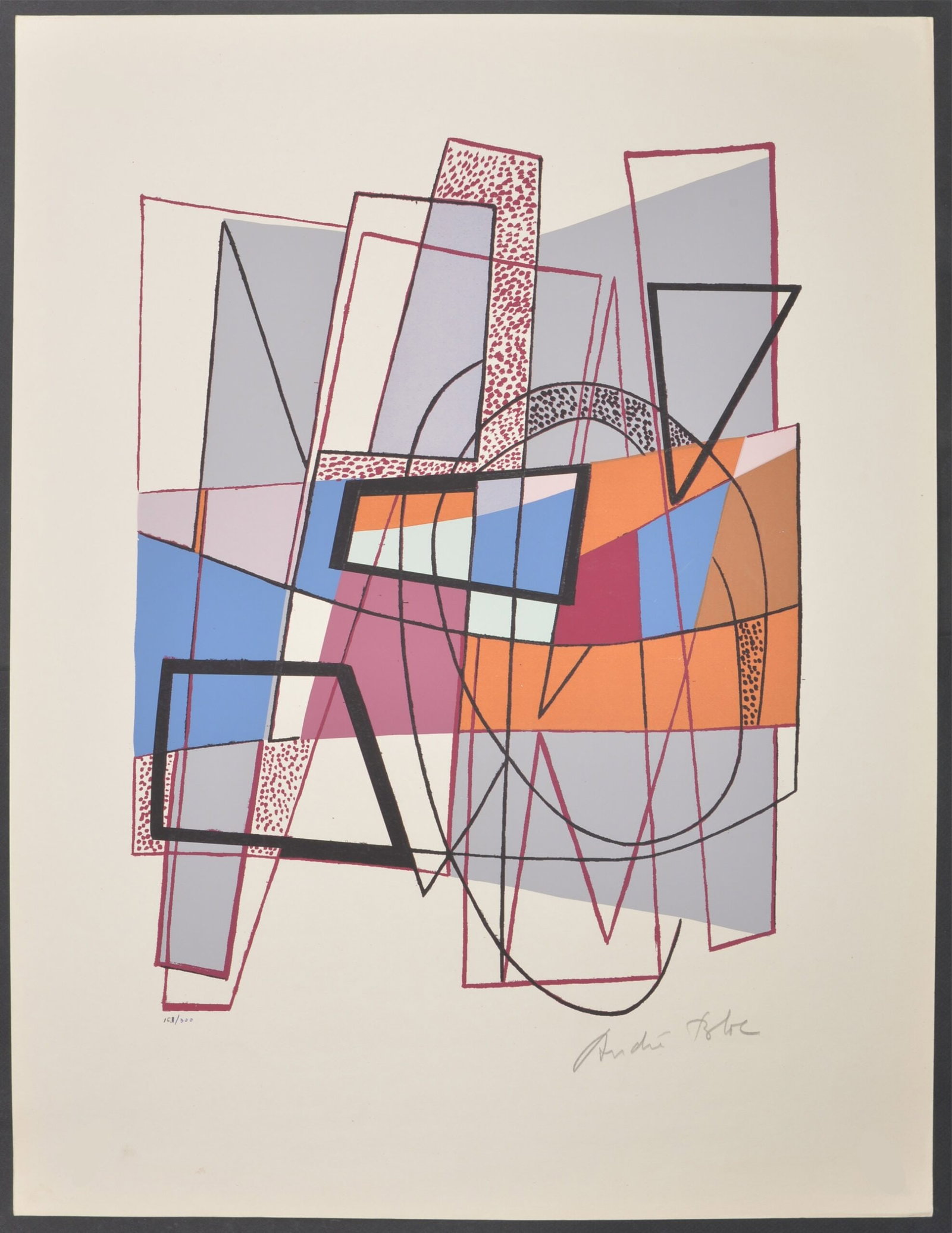 Andre Bloc : Composition, 1954 - Hand-signed - 2