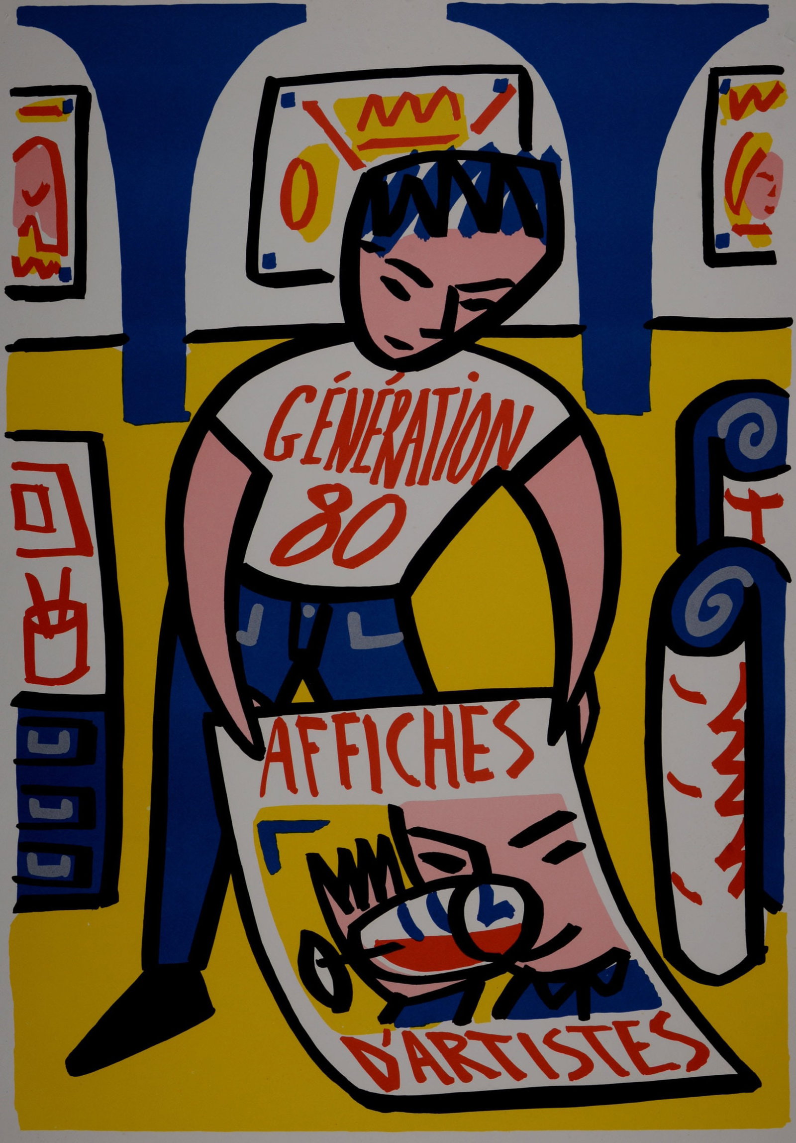 Francois Boisrond - Generation 80, Affiches d'artistes, 1988: Francois Boisrond Generation 80, Affiches d'artistes, 1988 Serigraph in color on thick paper, deluxe edition Dimensions : Size of the sheet : 100 x 70 cm / 39.4 x 27.5 in. This is the original